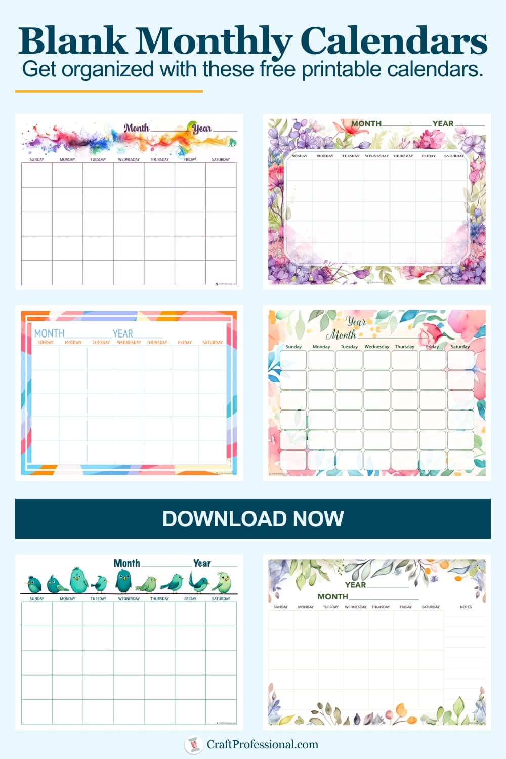 Free Printable Blank Monthly Calendar Page