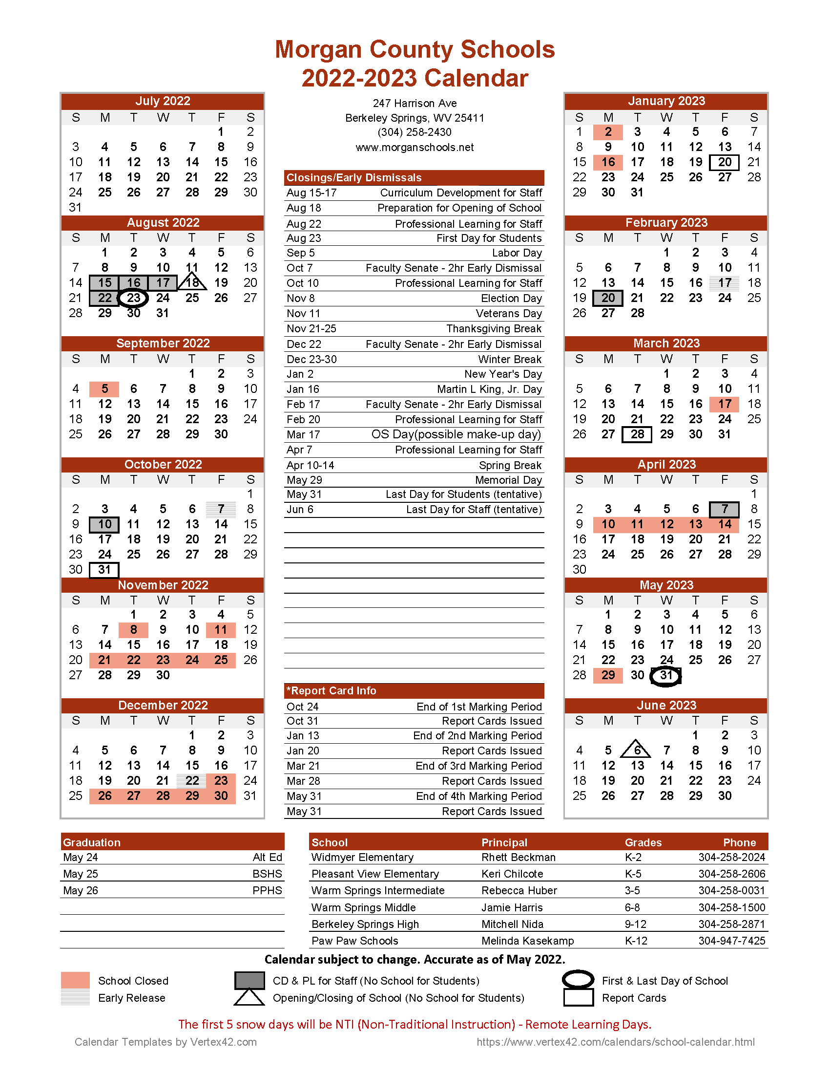 2022 2023 school calendar warm springs middle