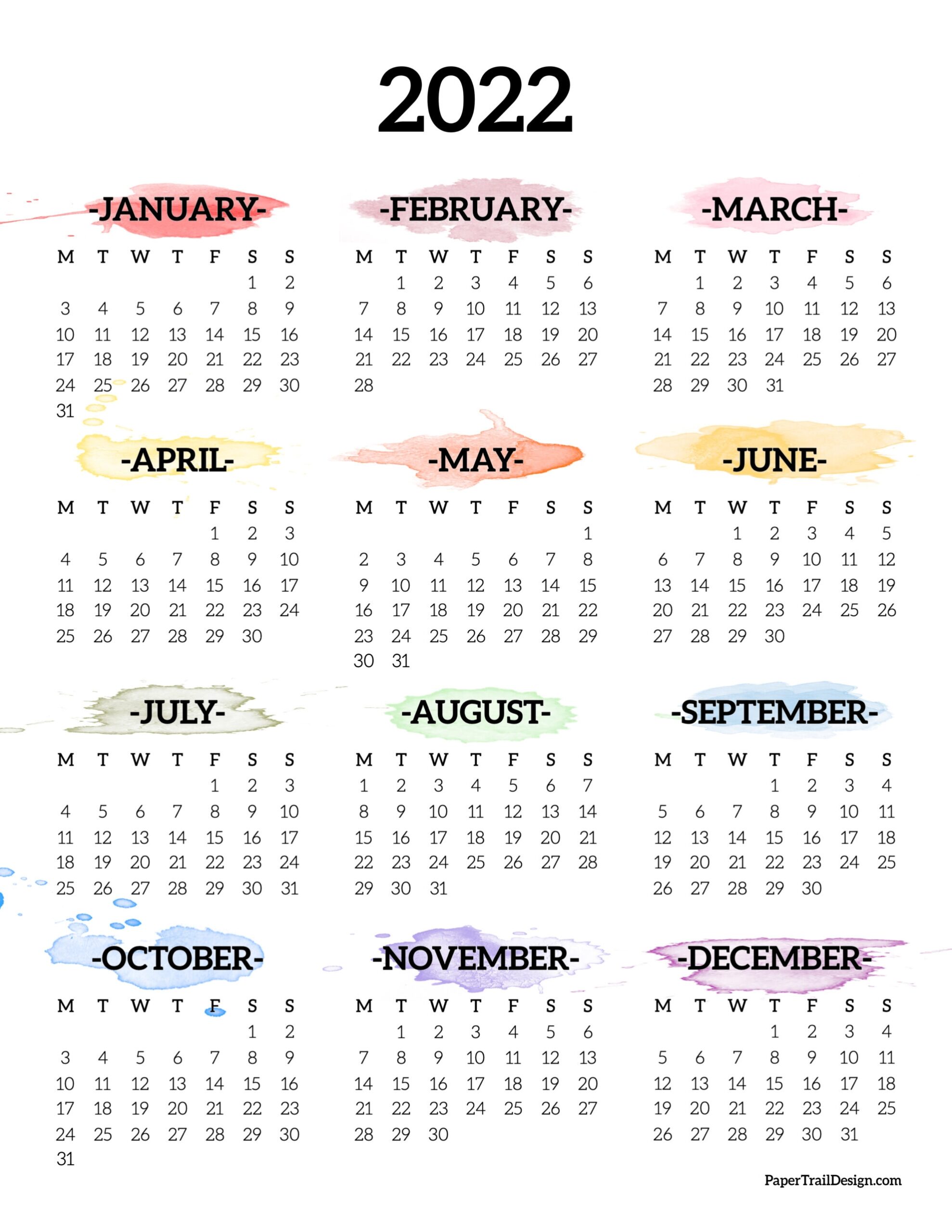 Printable Calendar Week Starts Monday