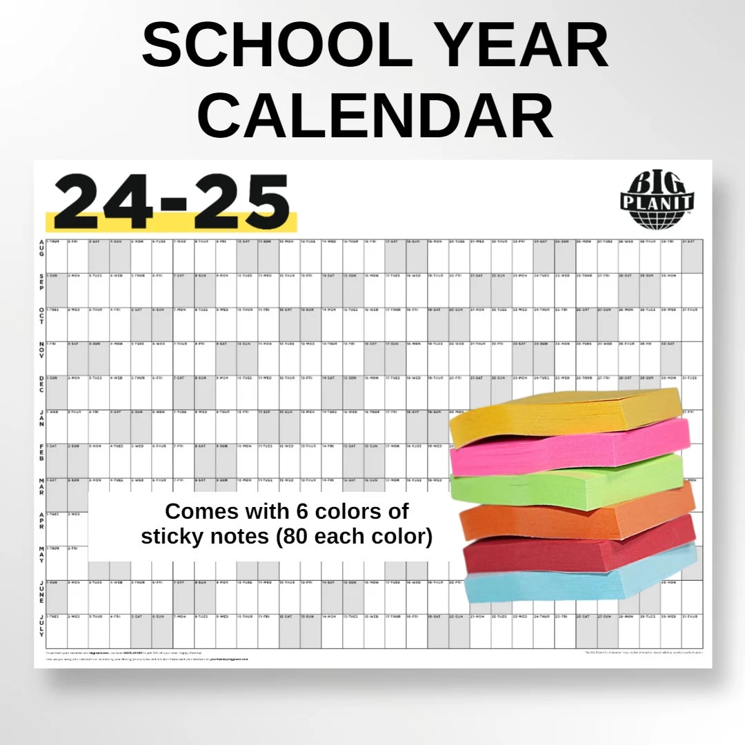 2024 2025 Academic Wall Calendar 36x48 Inch Extra Large Monthly Planner With Sticky Notes August To July School Year Etsy