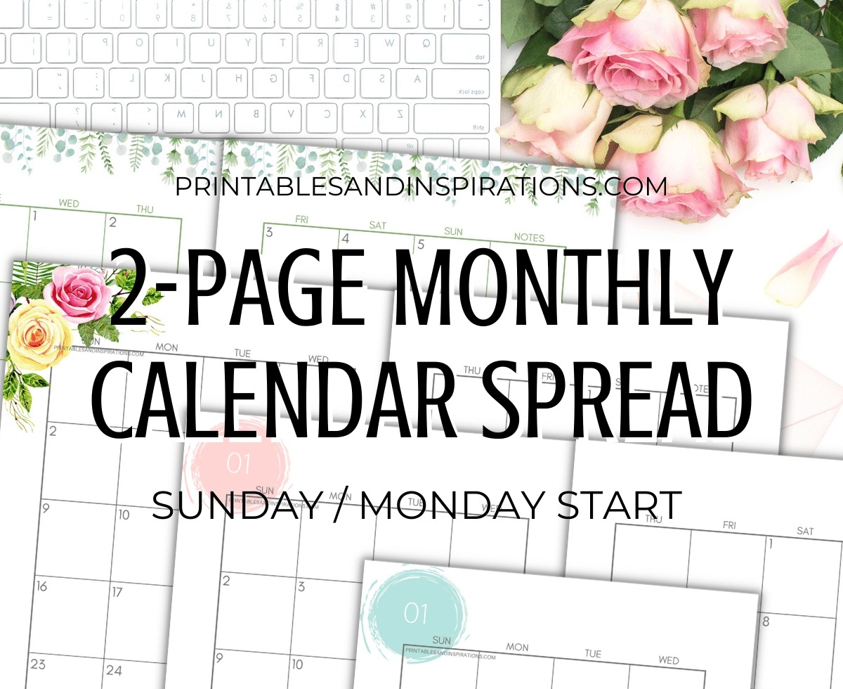 2024 2025 Two Page Calendar Monthly Spread Free Printable Printables And Inspirations