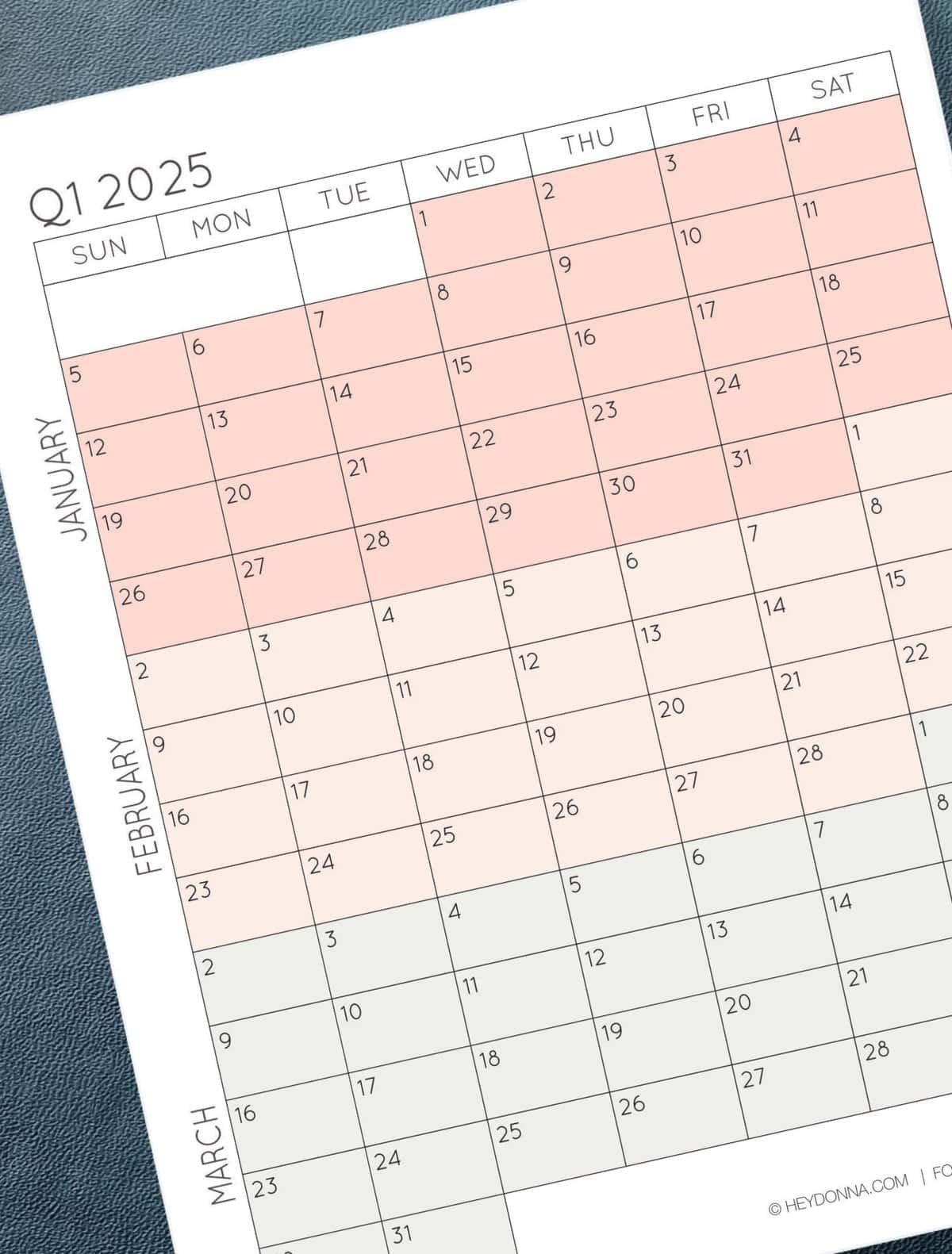 Three Month Printable Calendar 2025