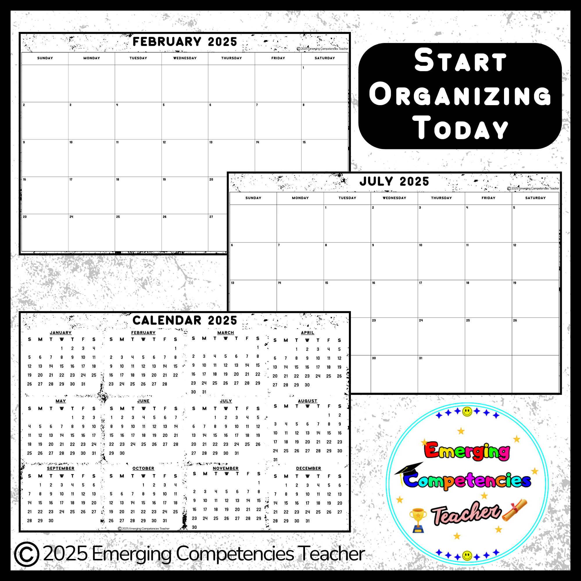 2025 Blank Monthly Calendar Templates Printable Made By Teachers