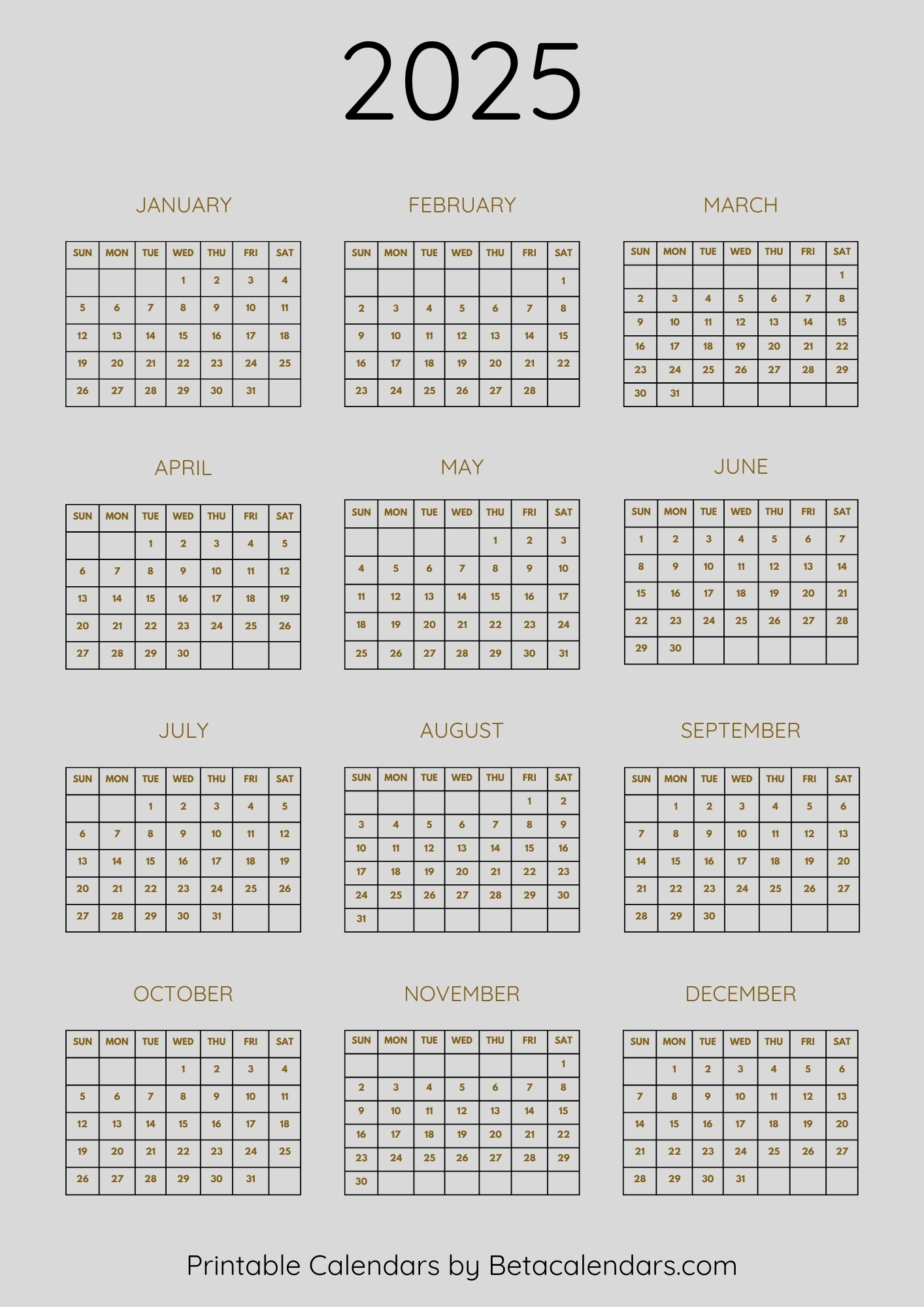 Printable Calendar 2025 With Lines