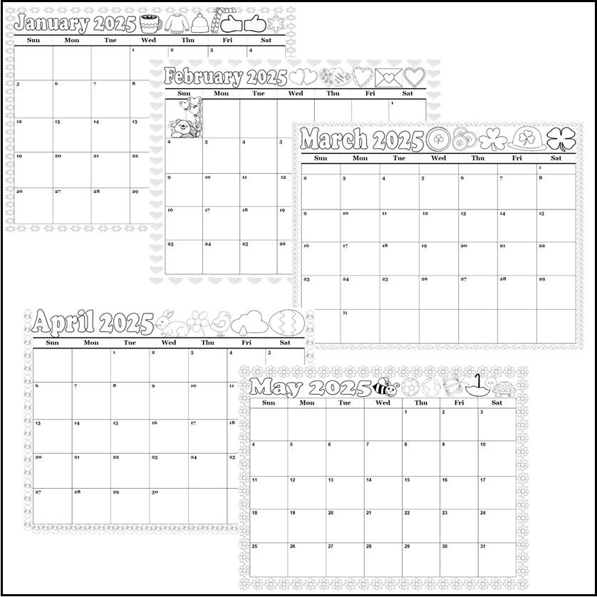 Printable Blank Portrait 2025 Calendar