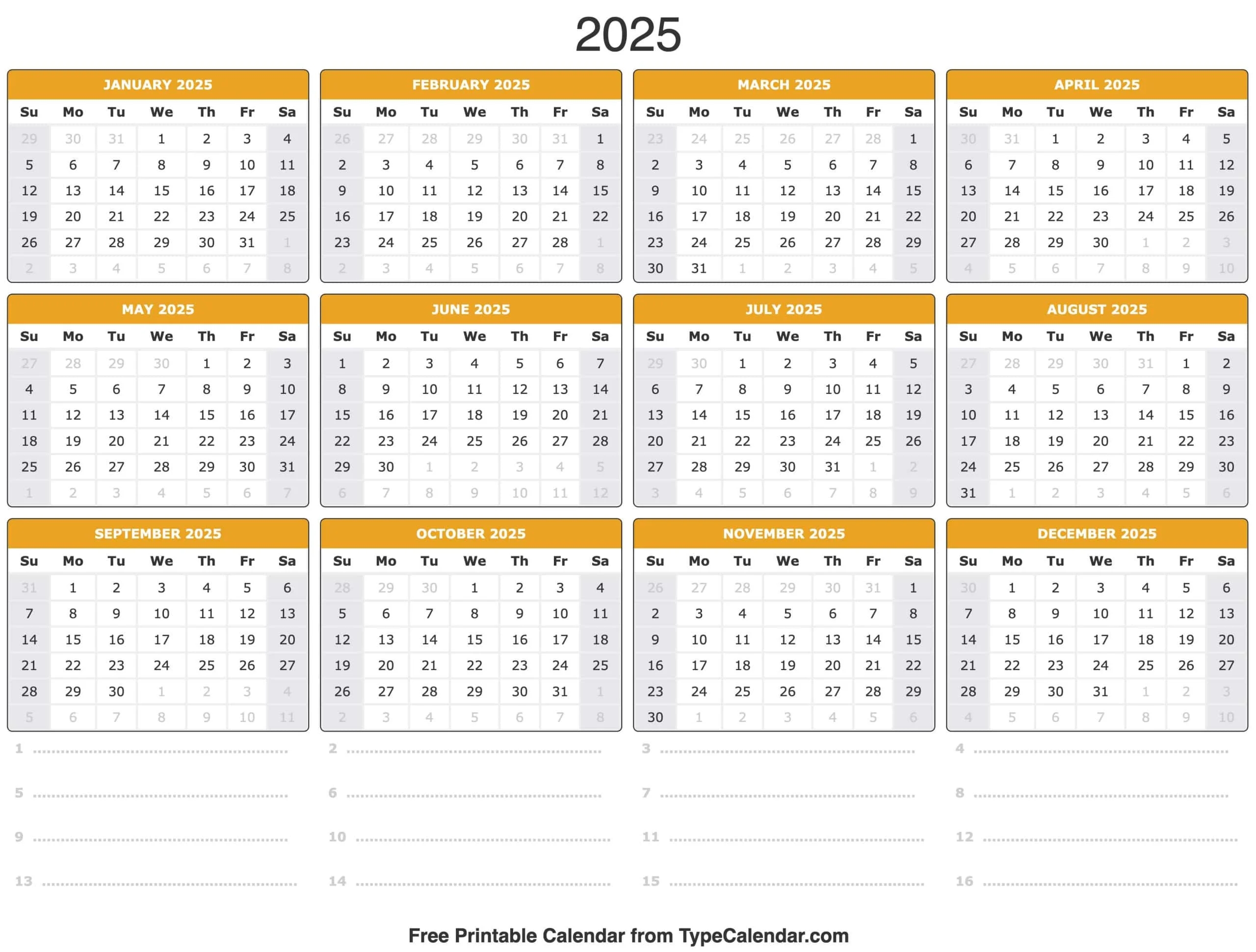 Blank 2025 Calendar Printable Pdf