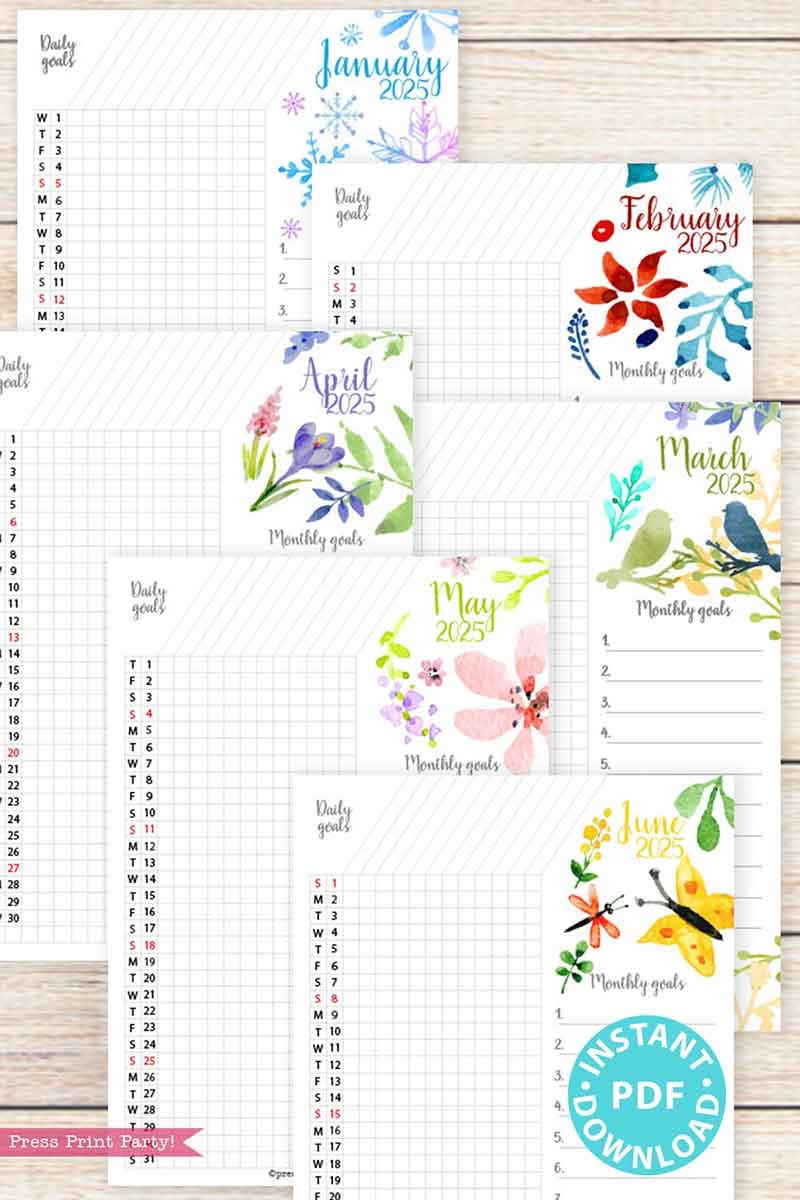 2025 Calendar Printable Set For Bullet Journals Or Binders Watercolor for Bullet Journals Or Binders 2025 Calendar Printable Set For Bullet Journals Or Binders Watercolor for Bullet Journals Or Binders