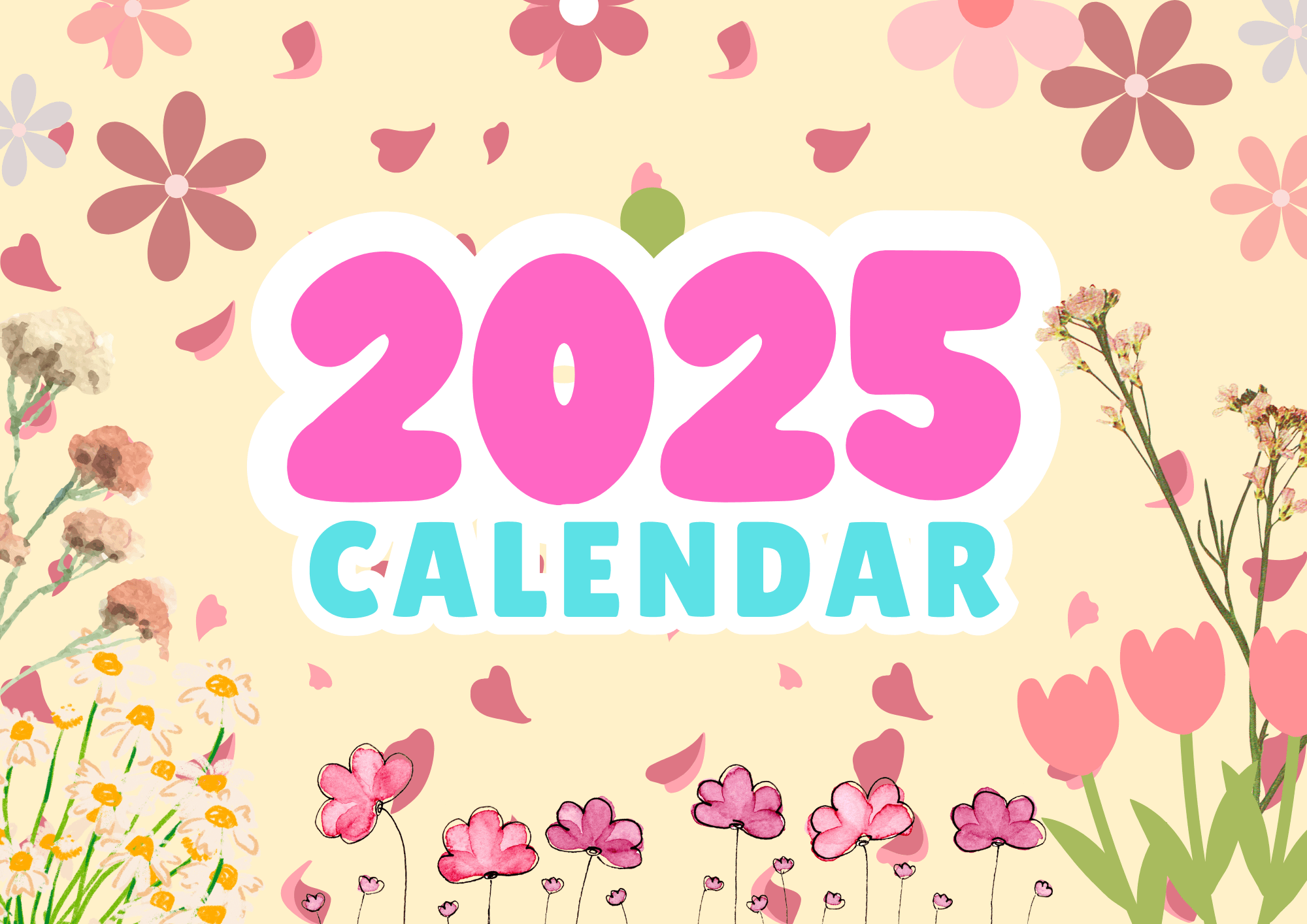 Free Printable 2025 Floral Calendar
