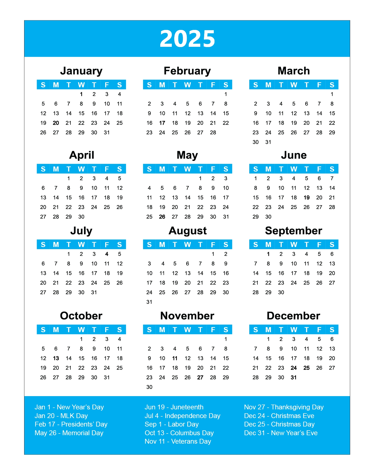 2025 Magnetic Full Yearly Calendar