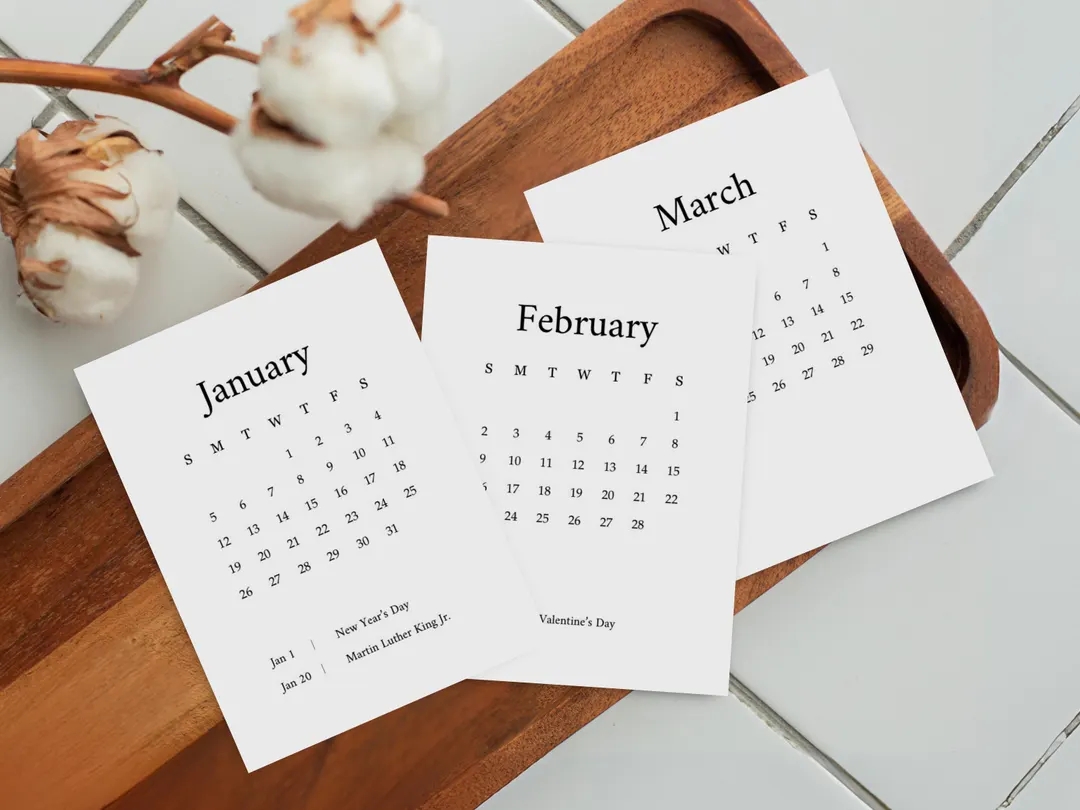 2025 Mini Calendars 3x4 Monthly Calendar With Holidays Cutout Planner Cards Minimalist PDF Printable A4 Letter Sunday And Monday Start Etsy