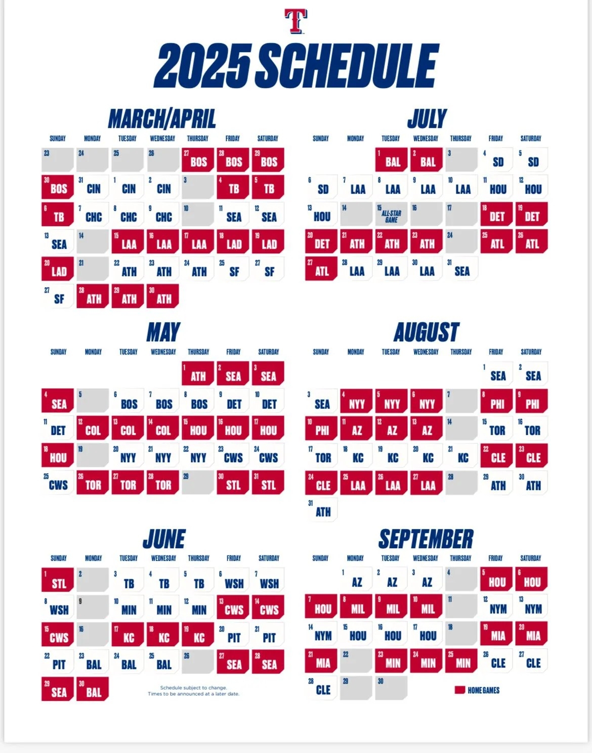 2025 MLB Schedules Released