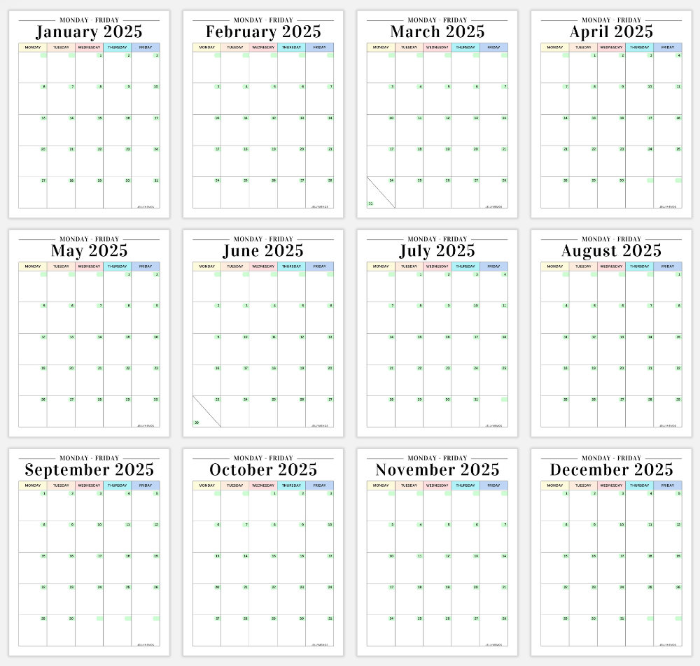 2025 Monday To Friday Calendar Printables Cute Free JellyMemos 2025 Monday To Friday Calendar Printables Cute Free JellyMemos