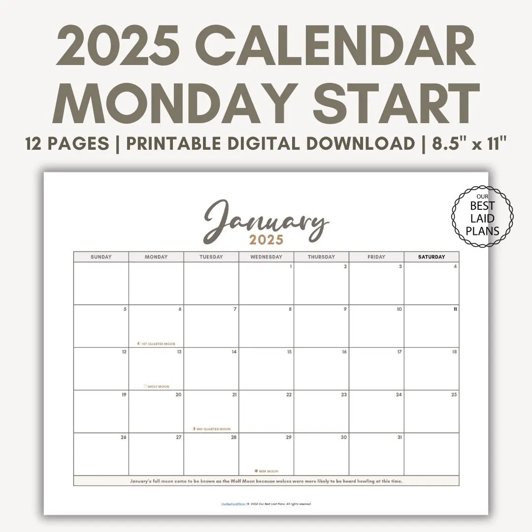 2025 Printable Calendar PDF Monday Start Calendar For 2025 Digital Download Simple Calendar For 2025 Monday Start Etsy 2025 Printable Calendar PDF Monday Start Calendar For 2025 Digital Download Simple Calendar For 2025 Monday Start Etsy