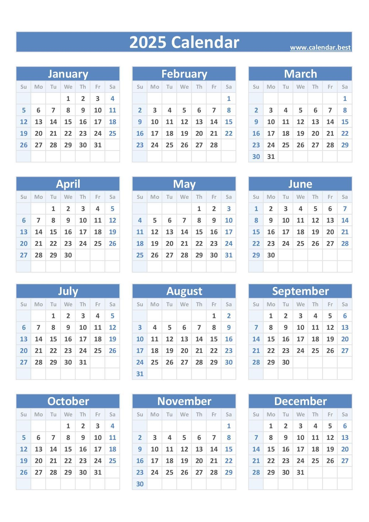 2025 Printable Calendar With Week Numbers And Holidays