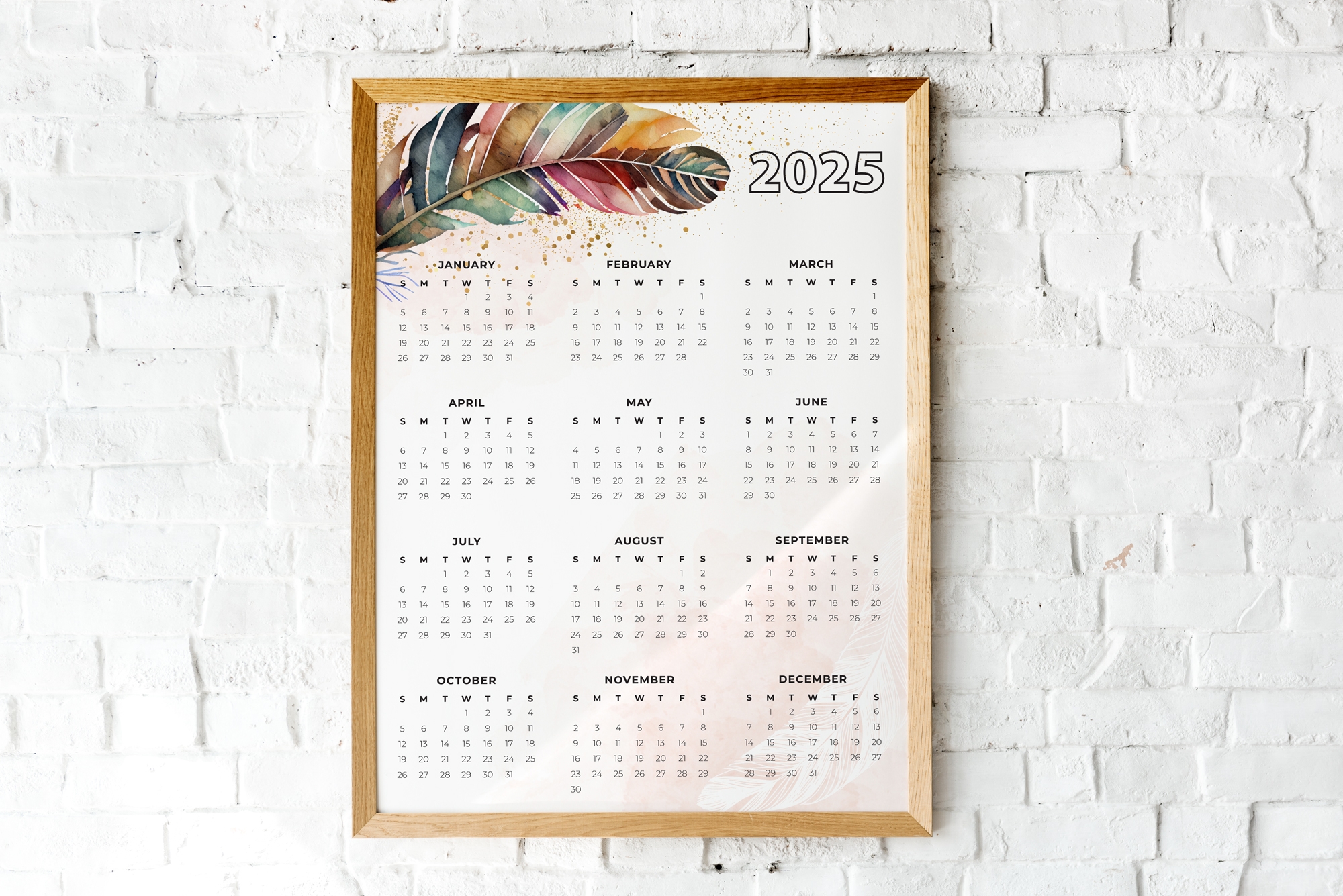2025 Year At A Glance Printable Calendar