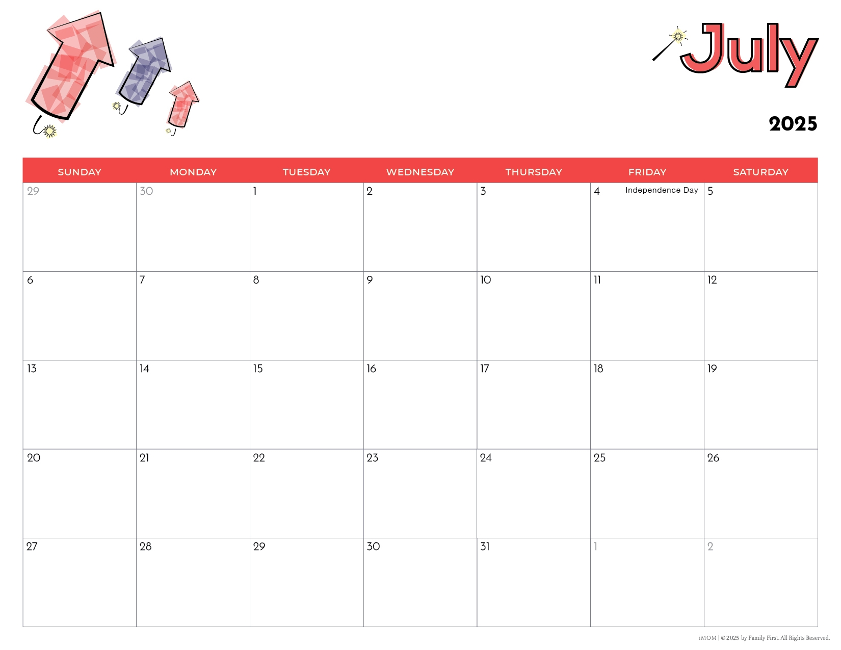 Printable Calendar 2025 For Kids