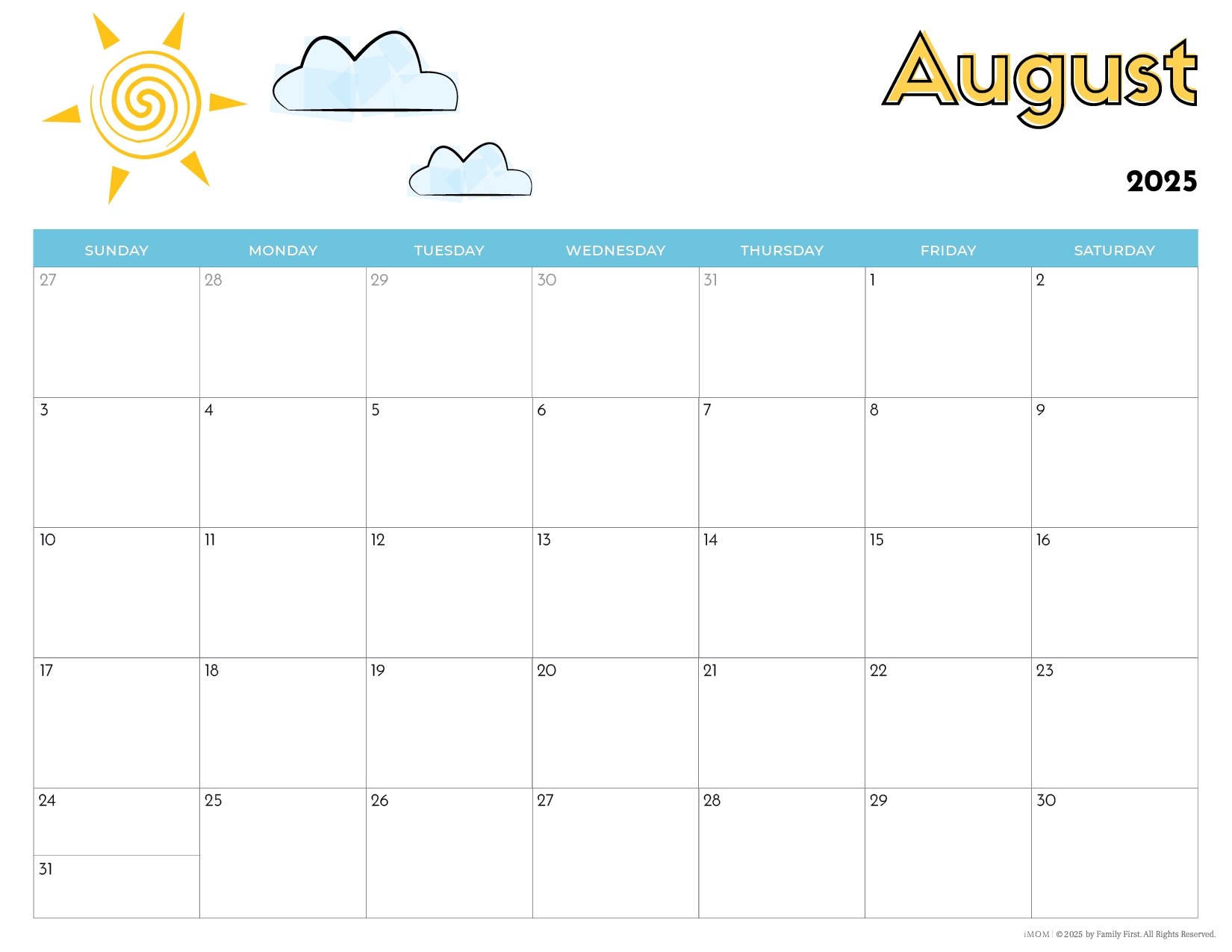 Free Printable 2025 Calendar For Kids