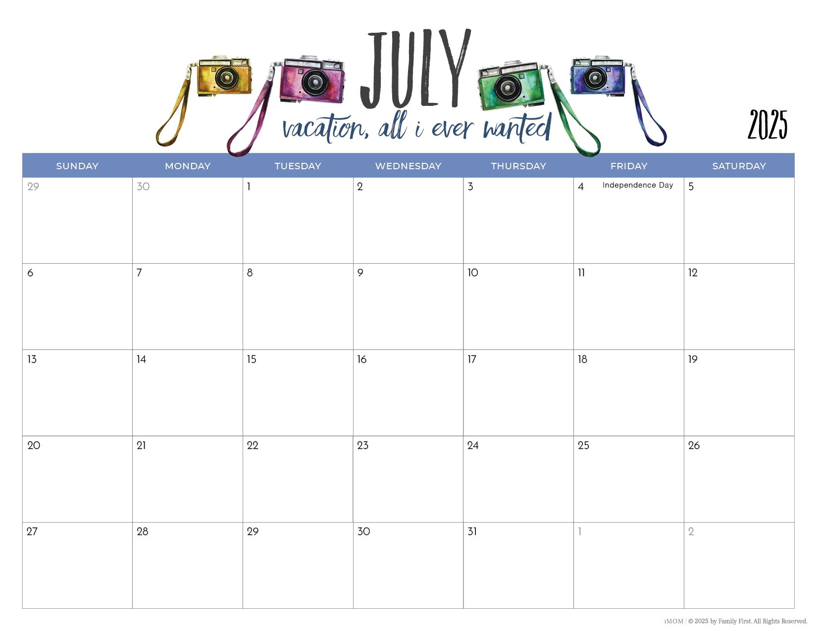 Printable Calendars July 2025