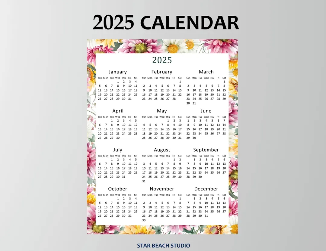 Free 2025 Yearly Calendar Printable