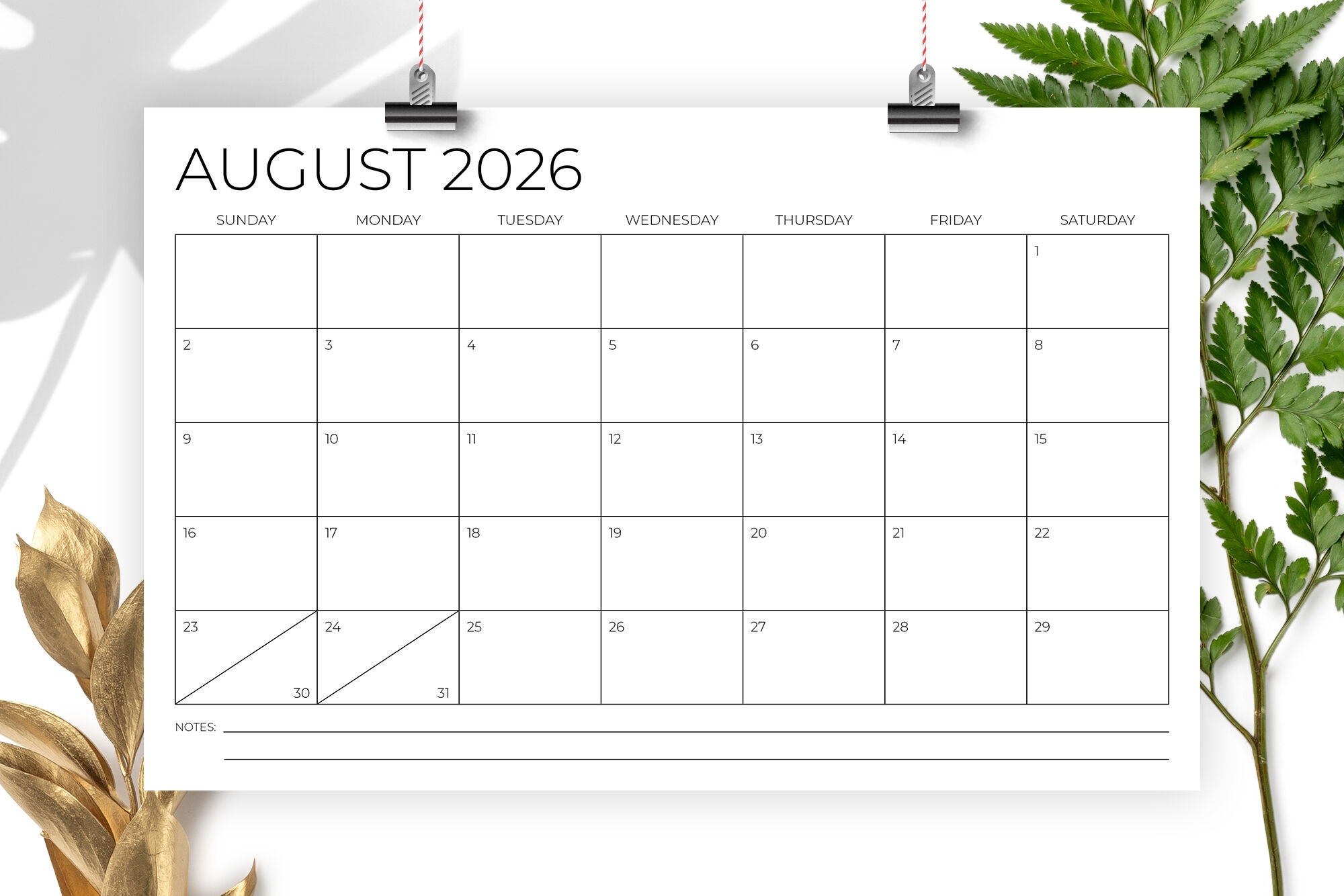 2026 Blank Printable Calendar Word