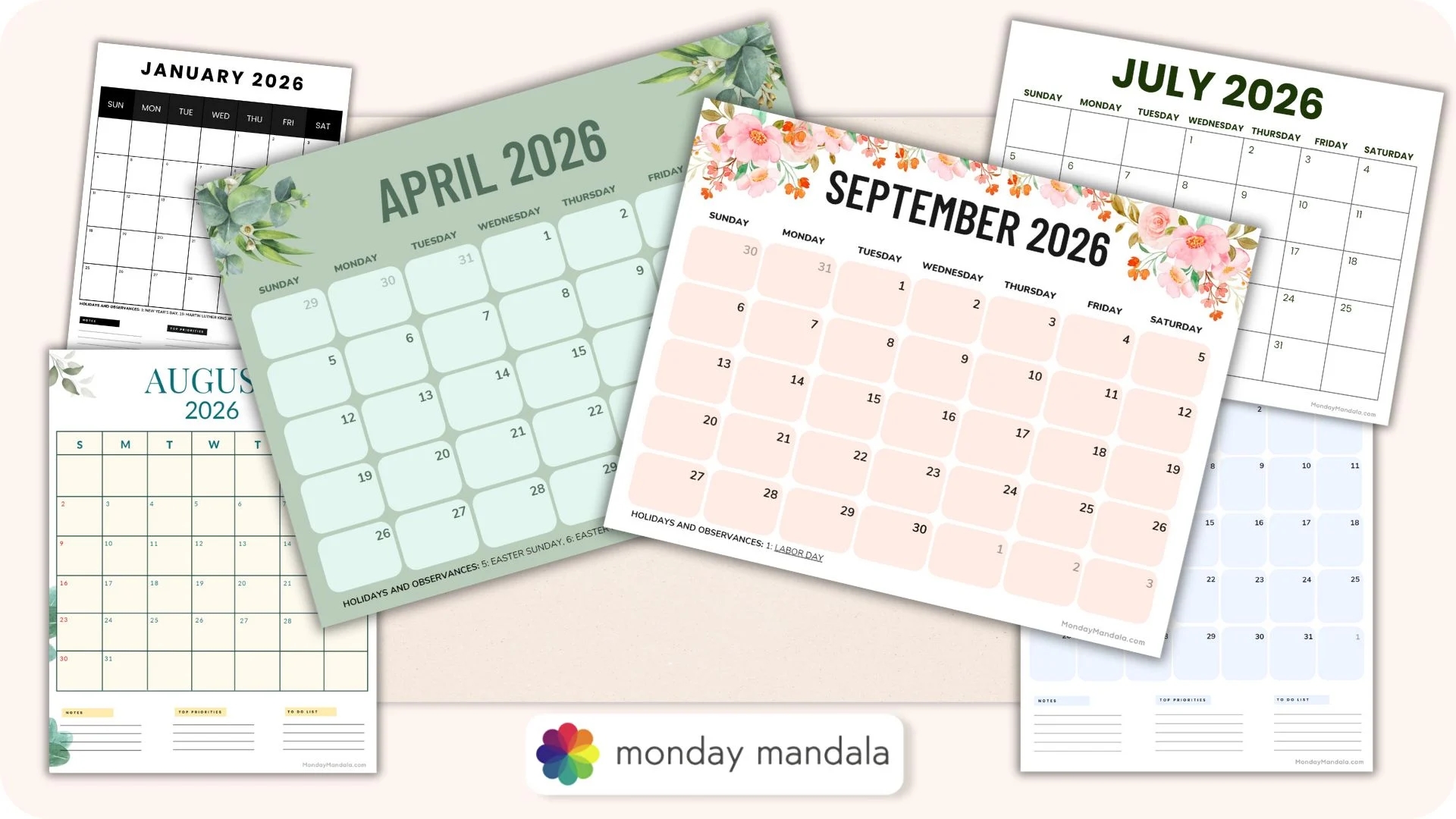 2026 Printable Calendars 56 Free PDF Printables 