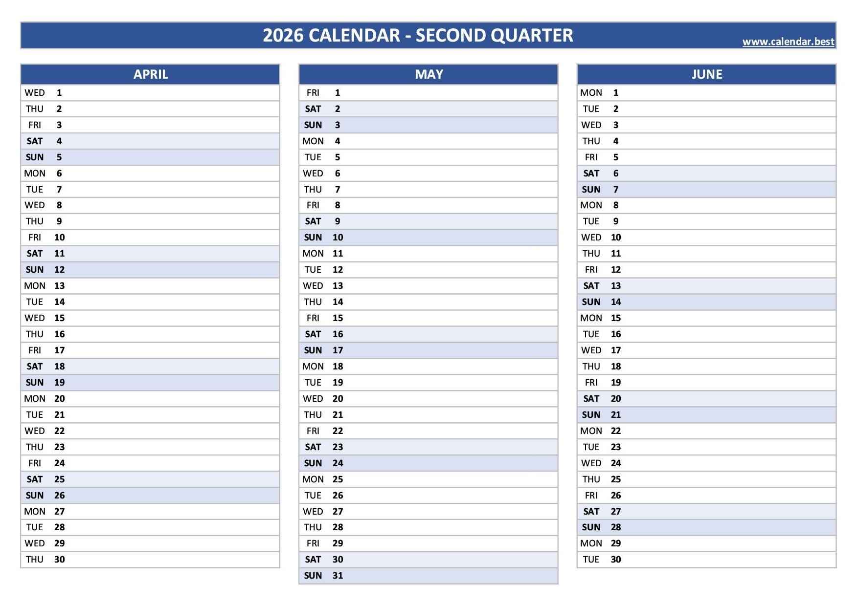 2026 Quarterly Calendar To Print 2026 Quarterly Calendar To Print