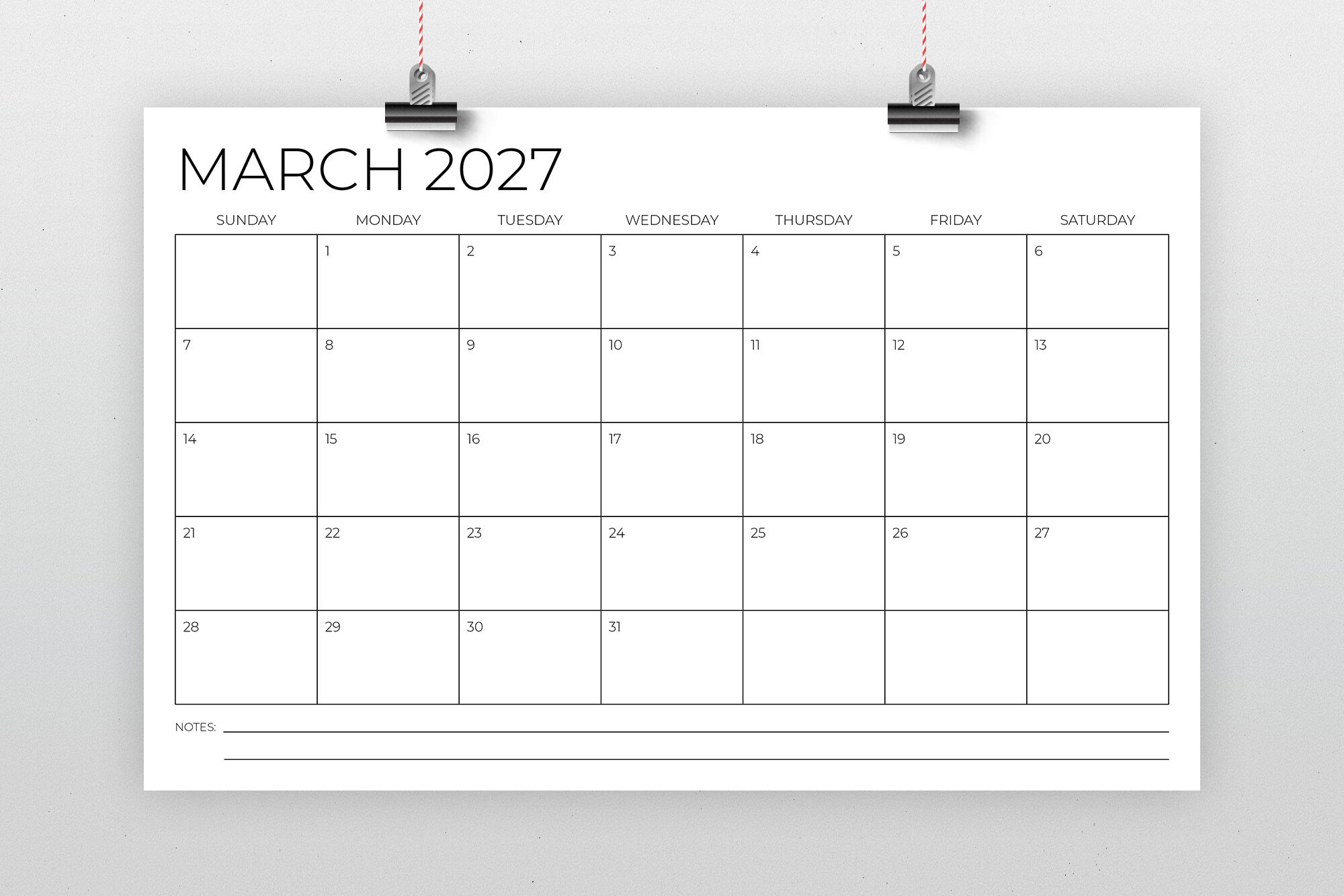 2027 11x17 Calendar Template By Running With Foxes TheHungryJPEG