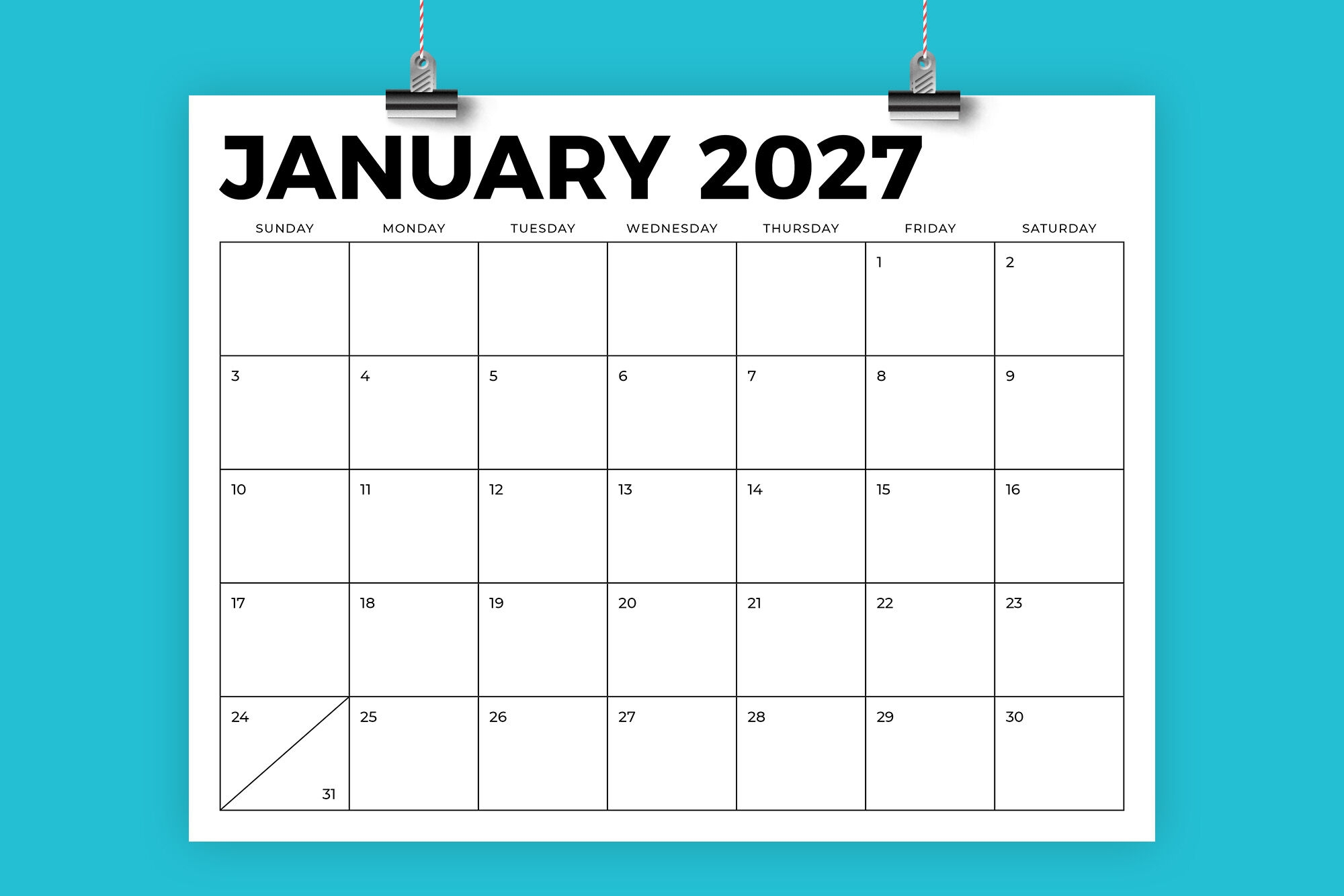 2027 8 5 X 11 Inch Calendar Template By Running With Foxes TheHungryJPEG