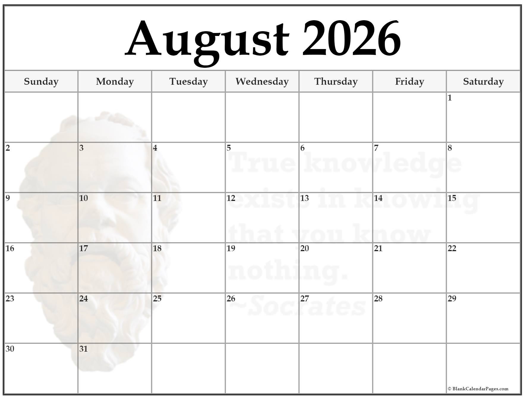 24 August 2026 Quote Calendars