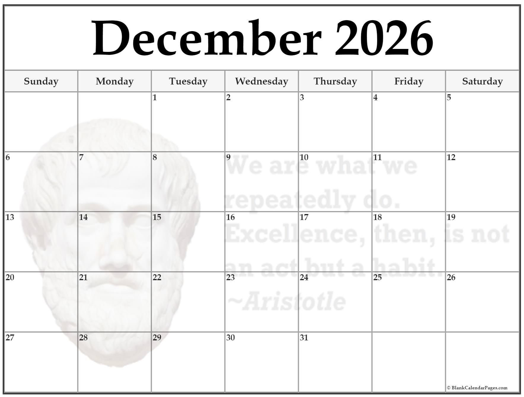 24 December 2026 Quote Calendars