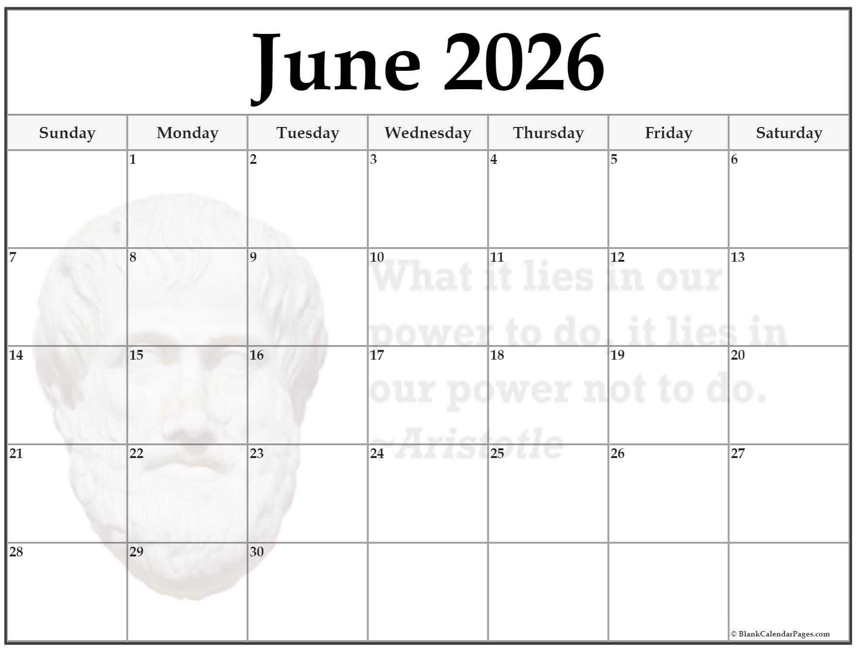 24 June 2026 Quote Calendars
