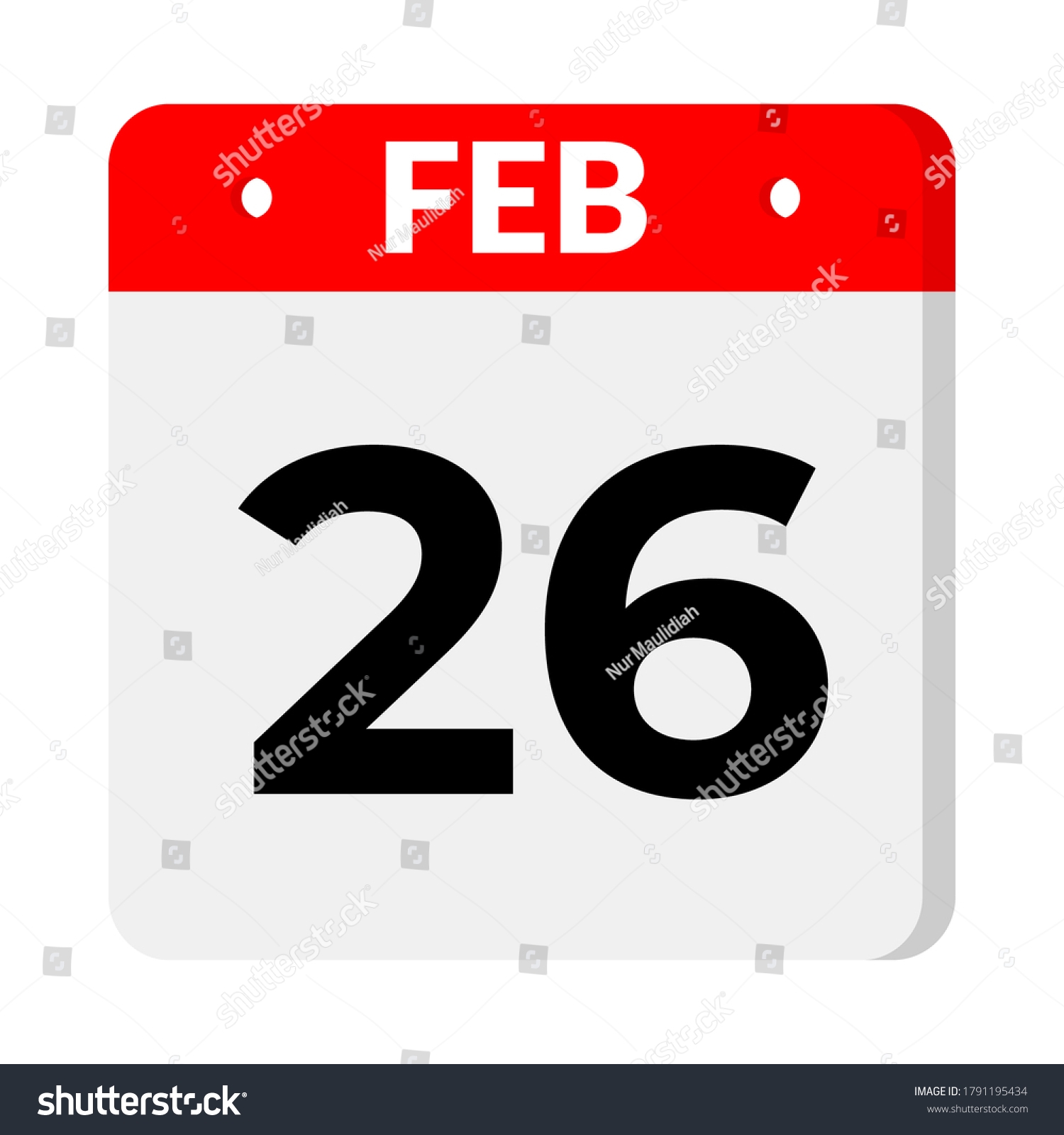 26 February Calendar Icon Vector Illustration Stock Vector Royalty Free 1791195434 Shutterstock