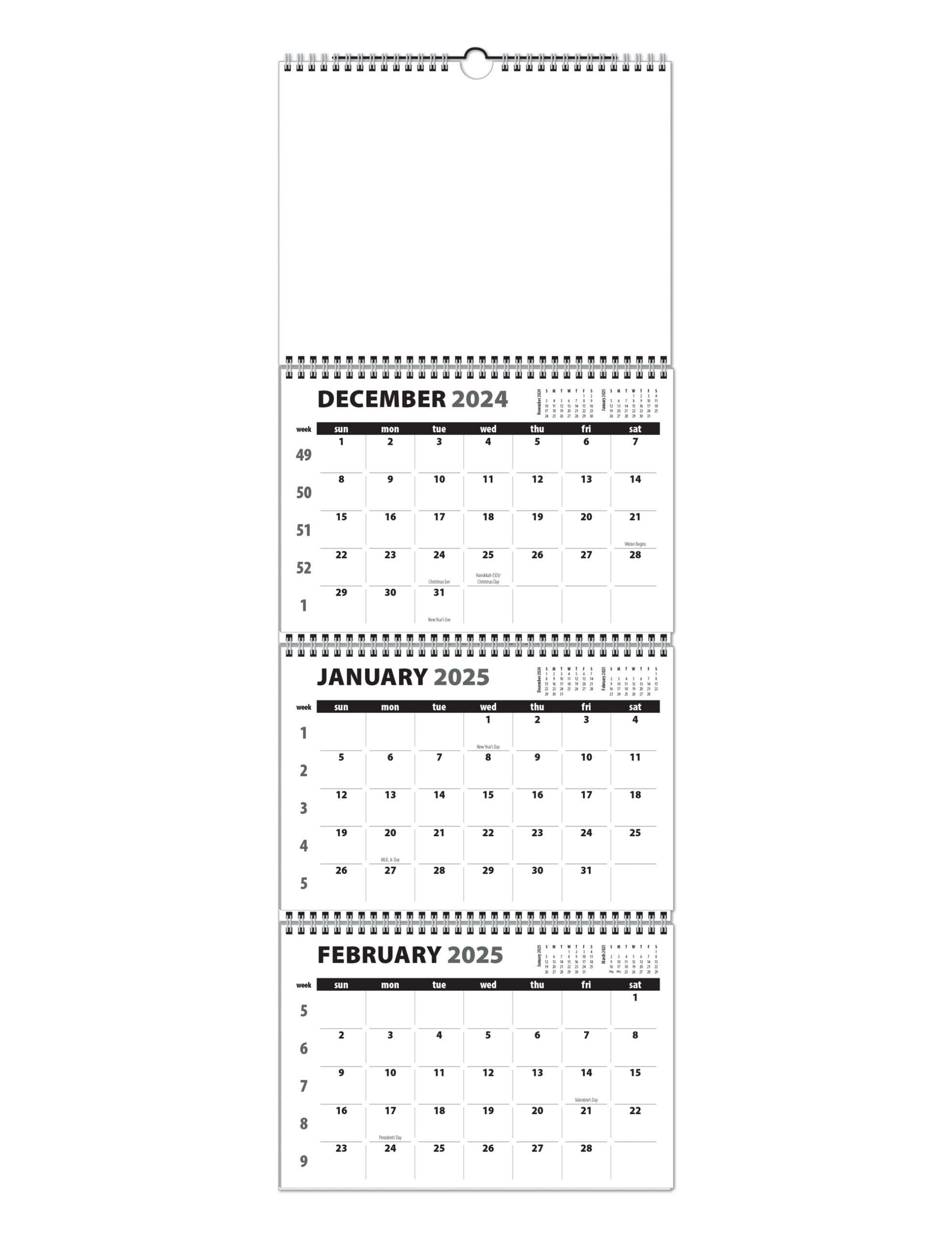 3 Month 4 Panel Single Photo Wall Calendar ValueCalendars