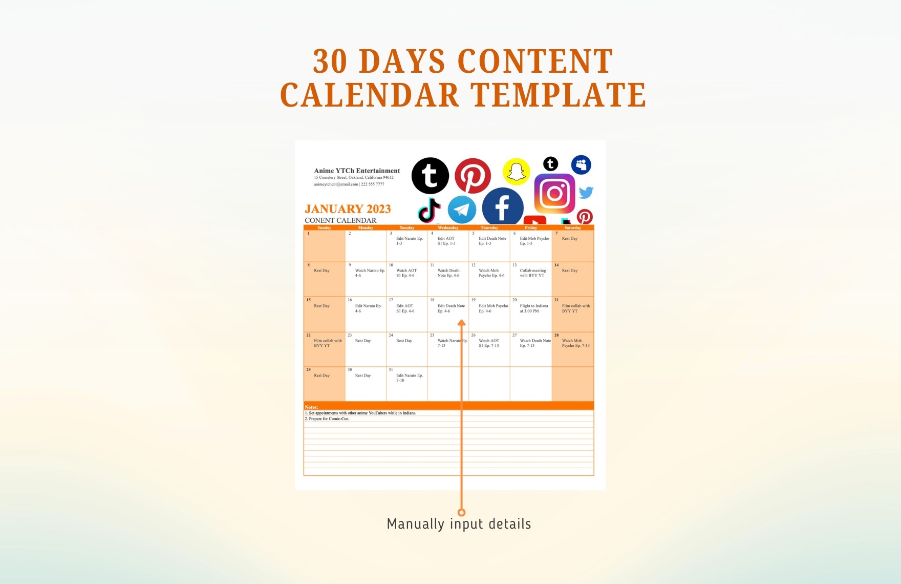 30 Day Content Calendar Template In Excel Google Sheets Download Template 30 Day Content Calendar Template In Excel Google Sheets Download Template
