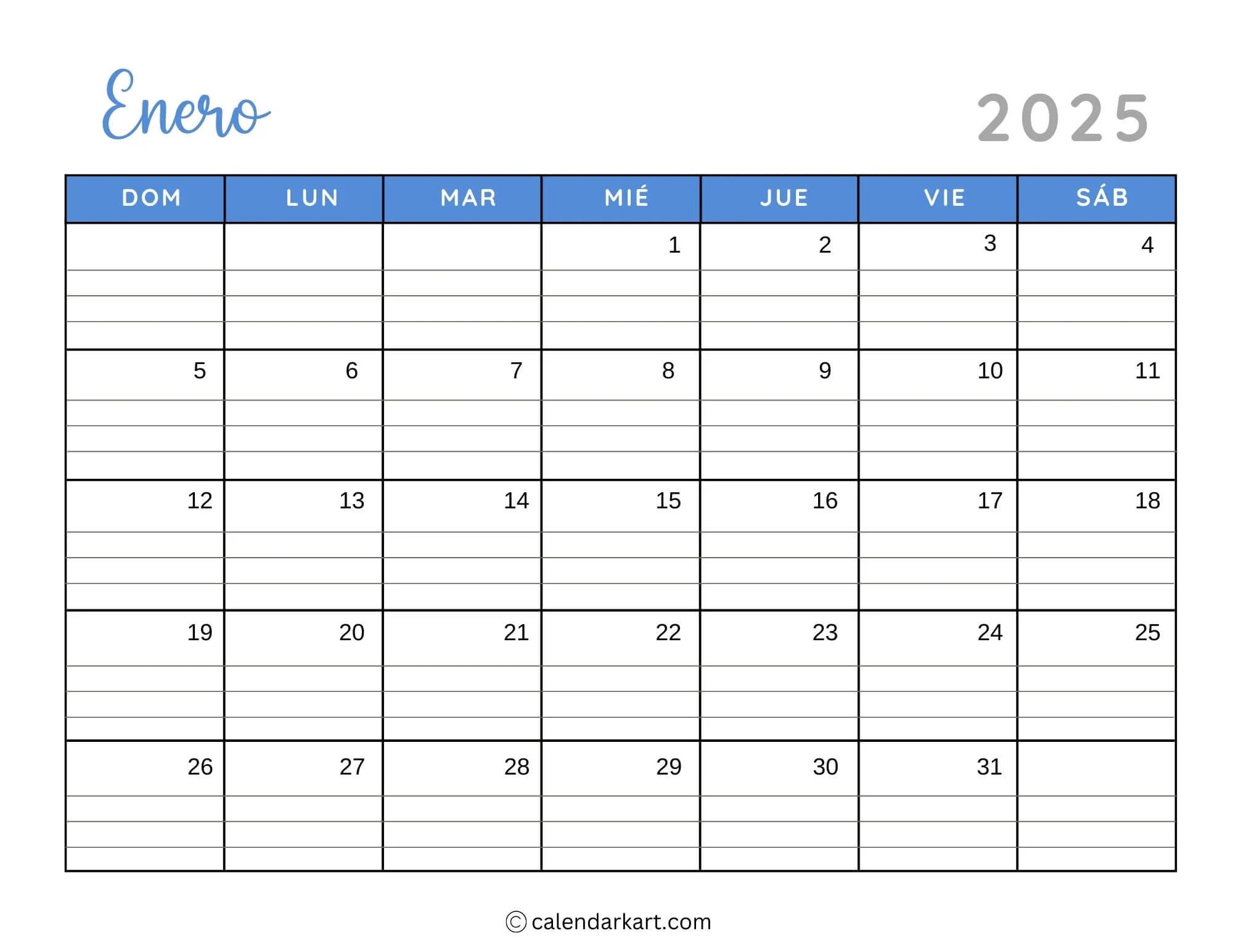 40 Printable January 2025 Calendars Free Pdf Calendarkart