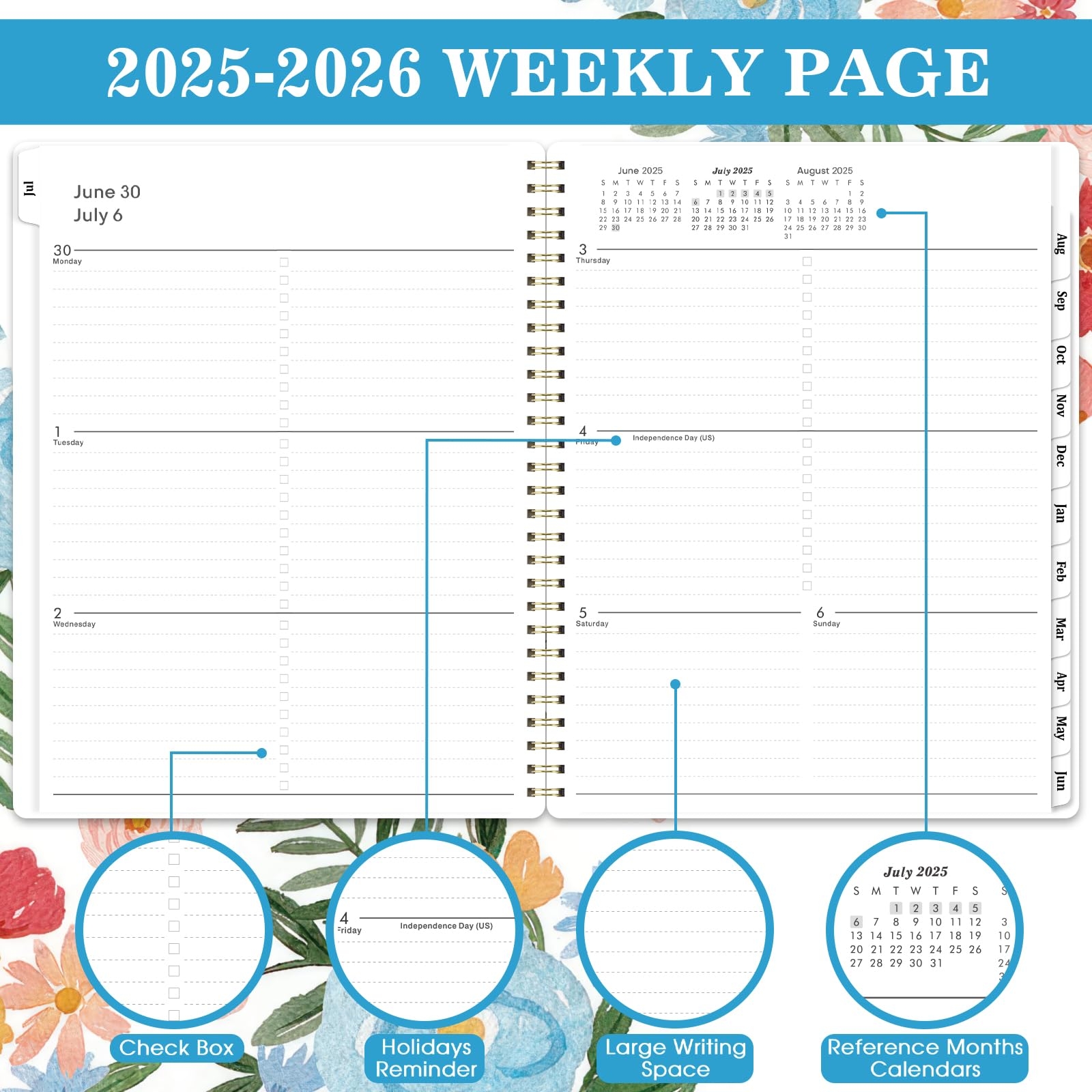 Amazon 2025 2026 Planner 2025 2026 Planner Weekly And Monthly July 2025 June 2026 8 X 10 Academic Planner 2025 2026 Calendar Planner Printed Tabs Holidays Twin wire Binding Office Products