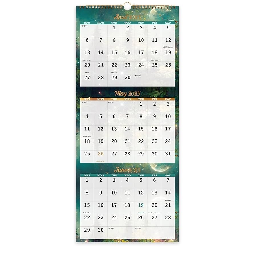 Amazon 2025 2026 Wall Calendar 3 Month Wall Calendar Display Folded In A Month May 2025 Jul 2026 11 X 26 3 Month Calendar Green Office Products
