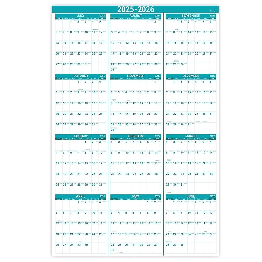 Amazon 2025 2026 Wall Calendar Yearly Wall Calendar 2025 2026 With Julian Date July 2025 June 2026 One Page For Organizing Premium Thick Paper Vertical Gift Pocket 34 8 X 22 8 Open Office Products