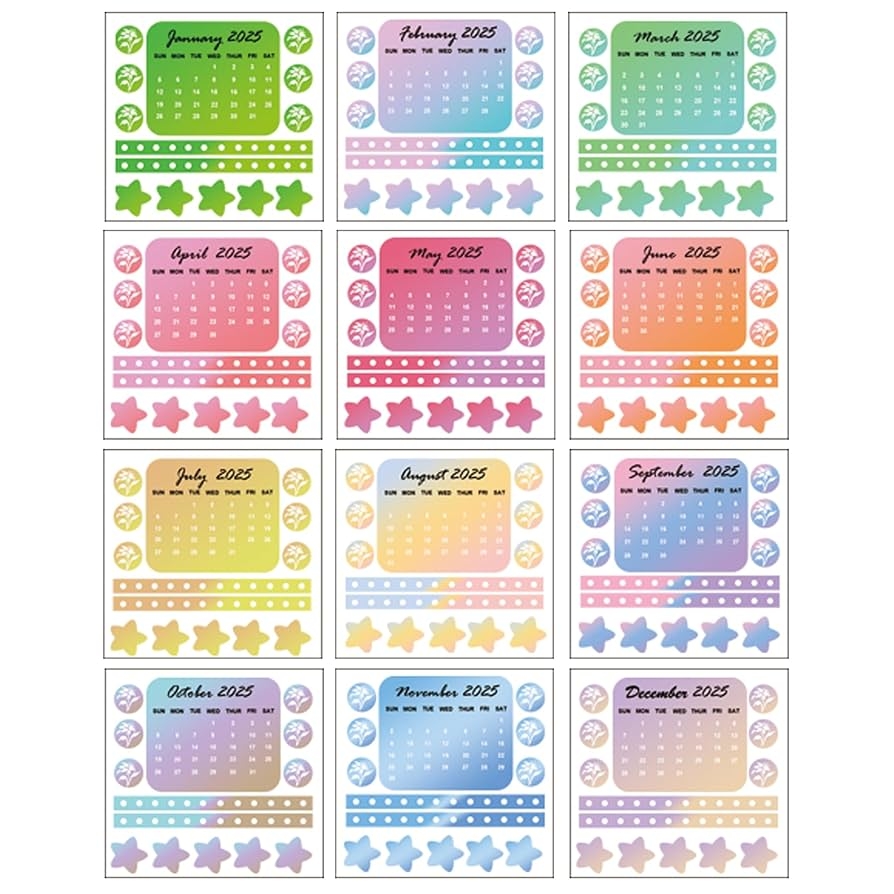 Amazon 2025 Mini Monthly Calendar Sticker 3 2 X 3 75inch Date Car Calendar Labels For Journal Planner Notebooks Office Products