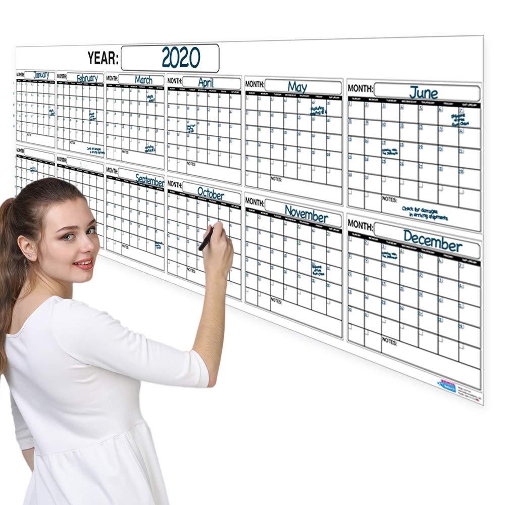 Amazon Extra Large 12 Month Dry Erase Wall Calendar Planner Organizer 36x96 In Laminated Dry Or Wet Erase Print Squares To Plan Your Whole Year Perfect Sales Planning Office Conference Rooms