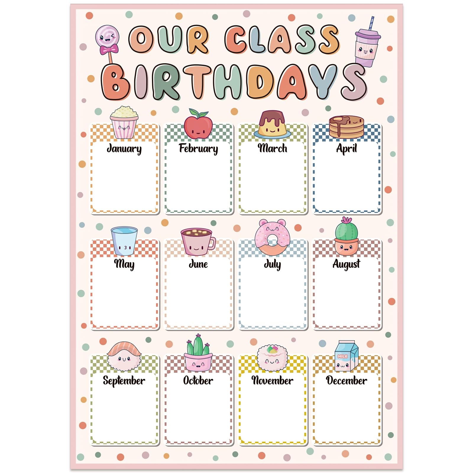 Amazon Fasoor Boho Happy Birthday Chart Poster For Classroom Confetti Birthday Calendar Poster Class Birthday Chart Posters For Bulletin Board Decorations Back To School Teacher Gifts Supplies Office Products