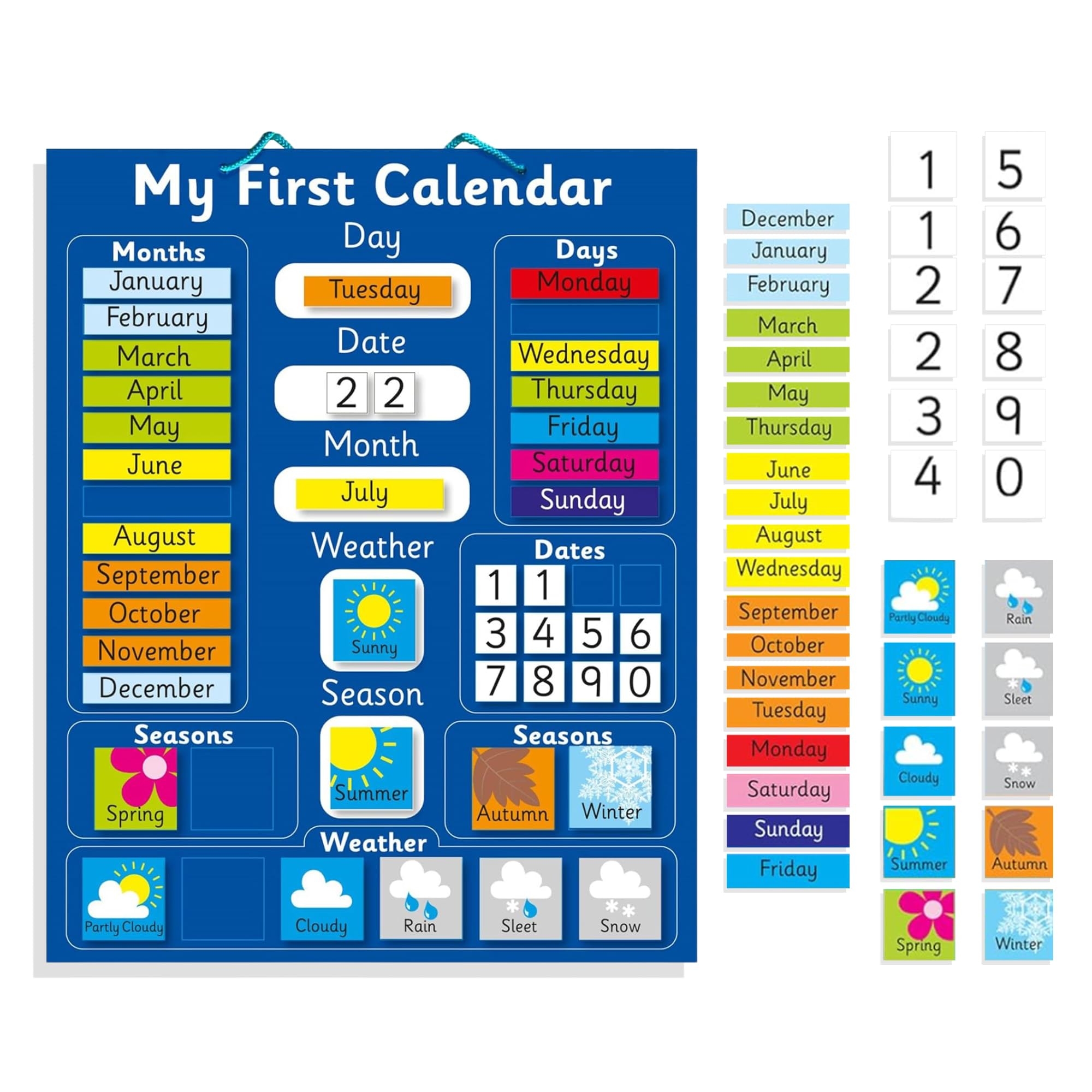 Amazon Fridge Magic Interactive Children s Magnetic Learning Calendar Blue Fun Educational Tool For Time Seasons And Weather Awareness 40x32 Cm With Easy Hang Loop Toys Games