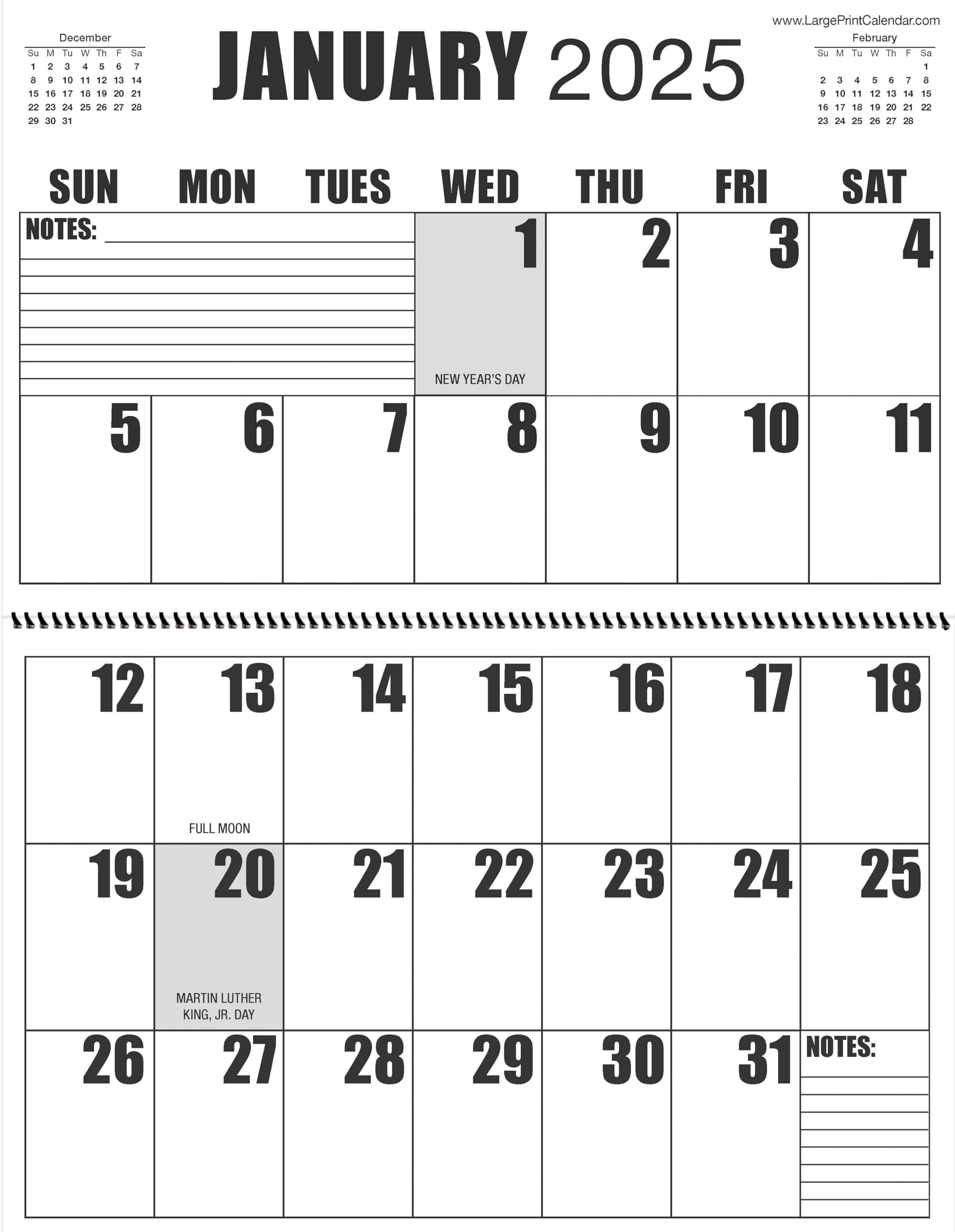 Printable Calendar 2025 By Month