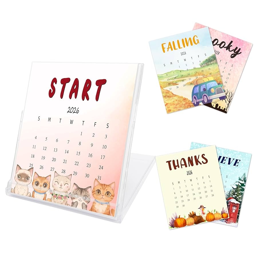 Amazon Mini Desk Calendar 2026 2027 18 Months Fun Watercolor CD Style Desk Calendar Runs From January 2026 Until June 2027 Small Desktop Calendar For Home Office Christmas Or Birthday Gifts For Women 03 Office Products