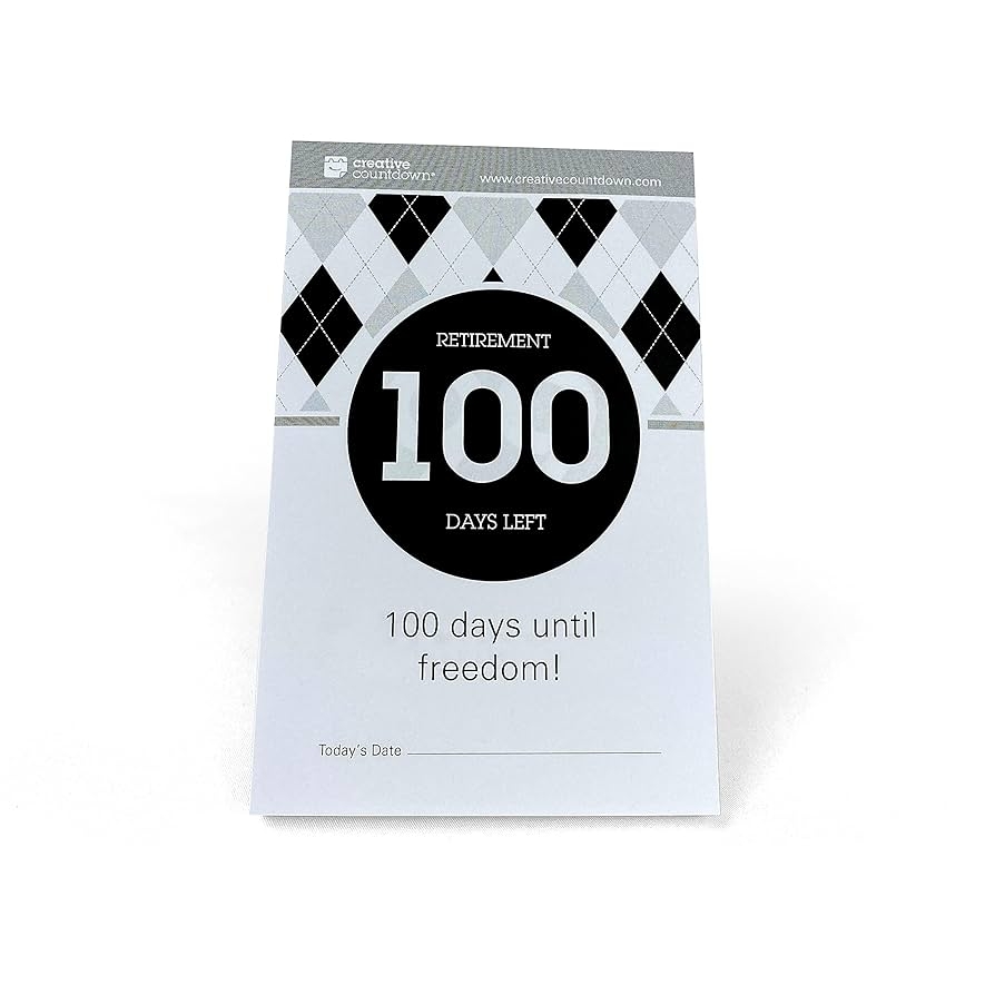 Amazon Retirement Count Down Calendar 5 75 x3 75 Black And White Tear Off Countdown Desk Calendar White And Black 100 Day Retirement Office Products Office Products
