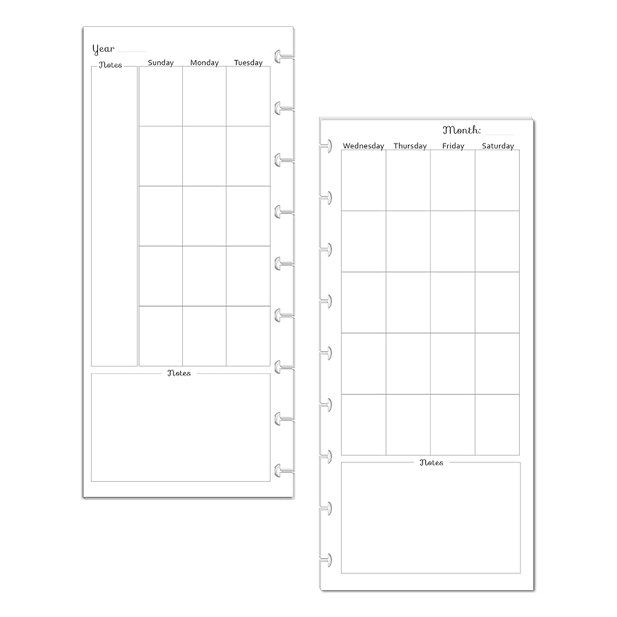 Amazon Undated Monthly Calendar Insert Fits 9 Disc Skinny Classic Happy Planners Flora Office Products
