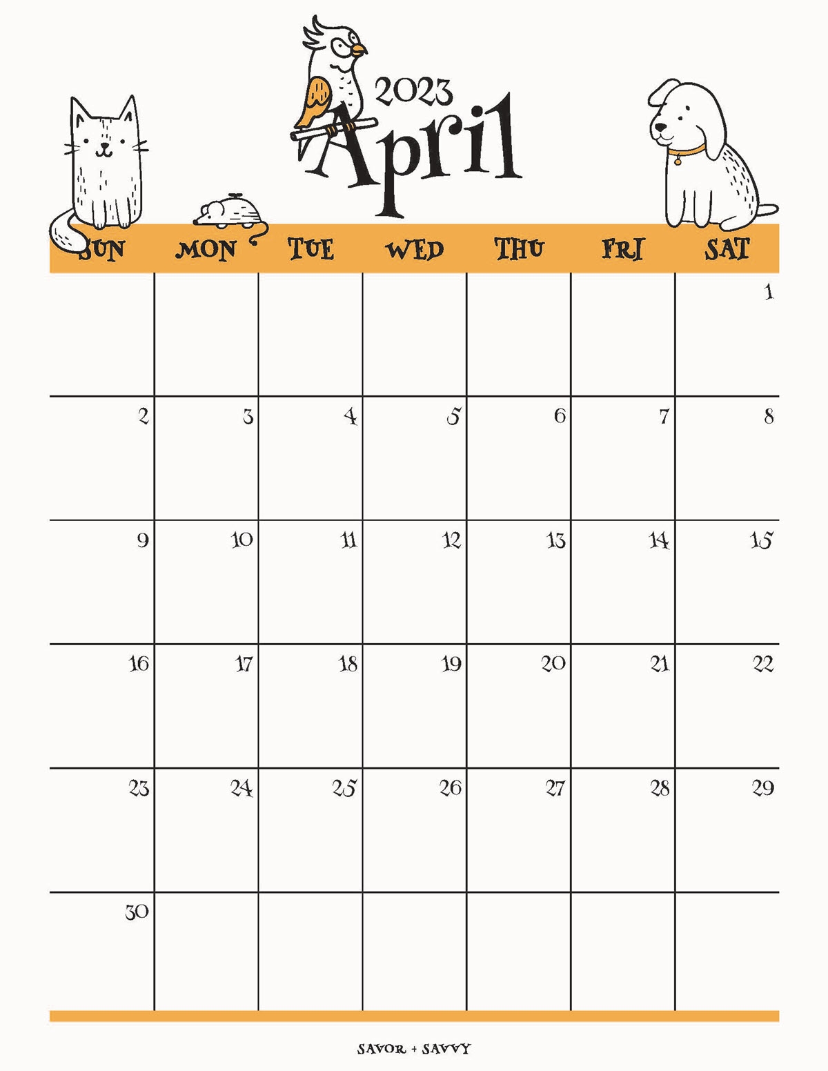 April 2023 Calendar Templates Free Printables Savor Savvy