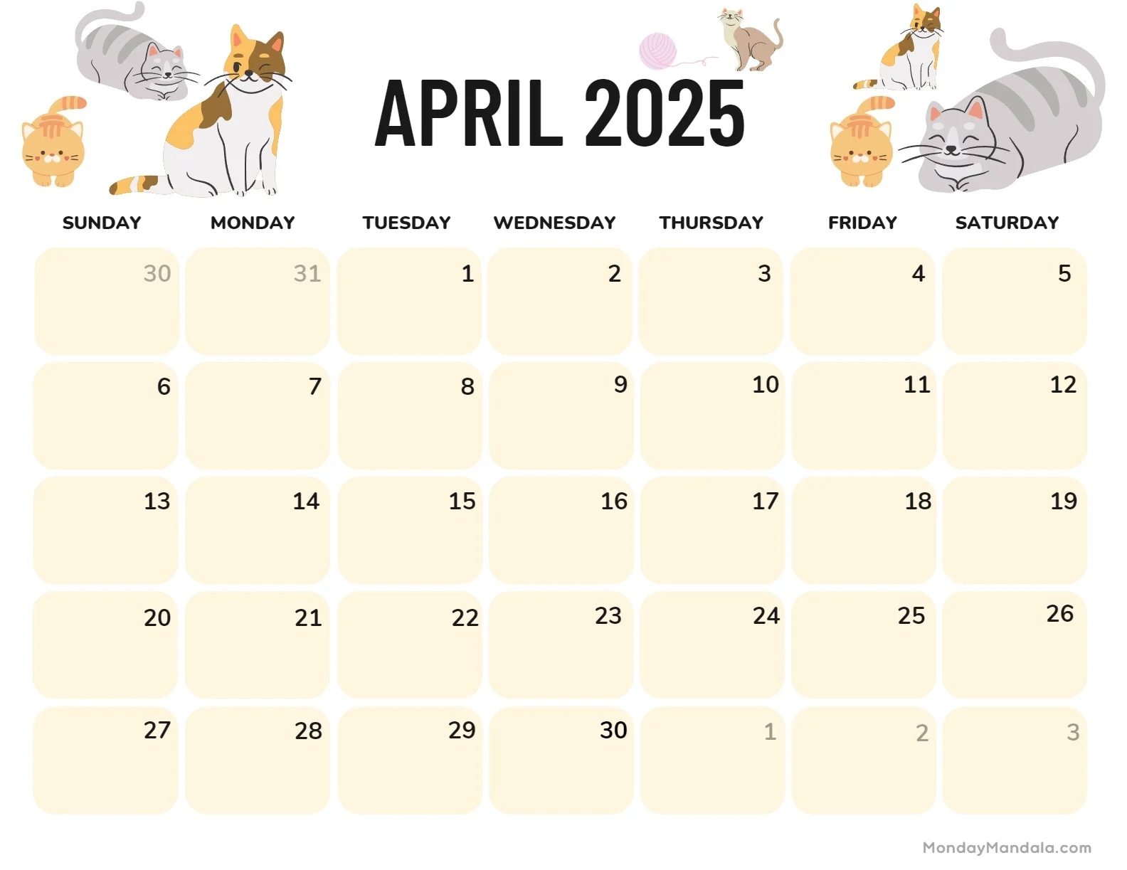 April 2025 Calendar 52 Free PDF Printables 