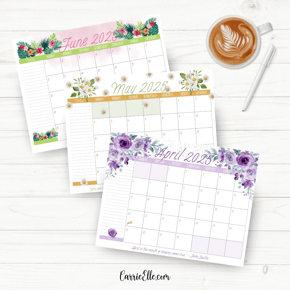 Be Ready To Bloom With Your Free Printable 2025 Floral Calendar Carrie Elle