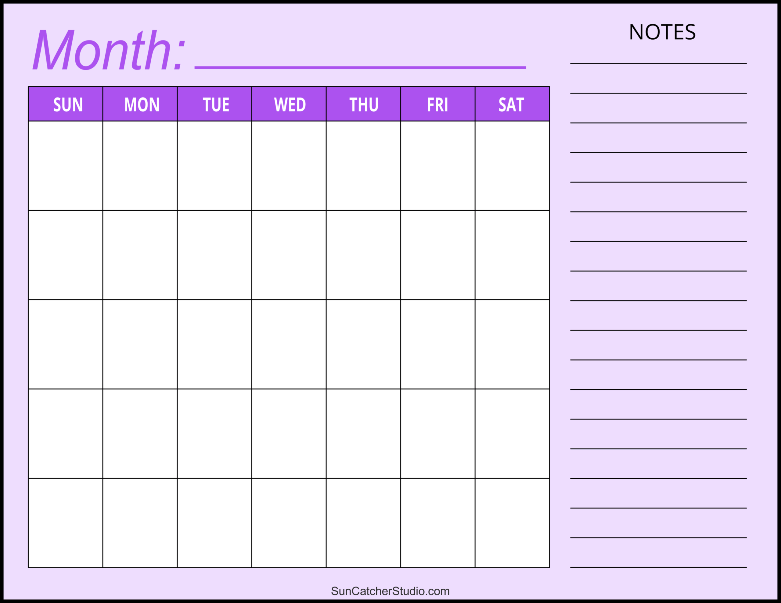 Free Printable Blank Monthly Calendar Printable
